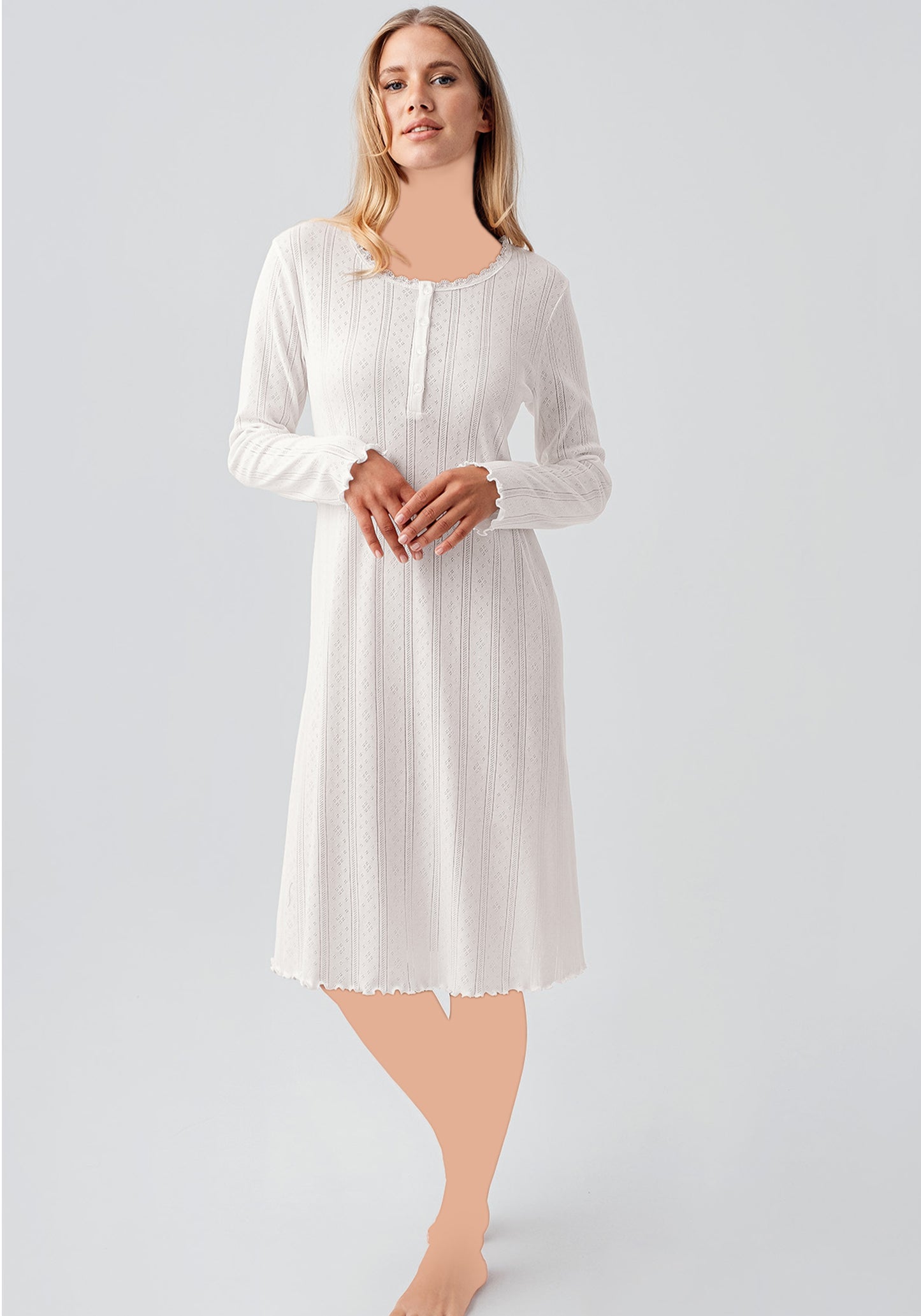 Maternal Long Sleeve Cotton Night Gown