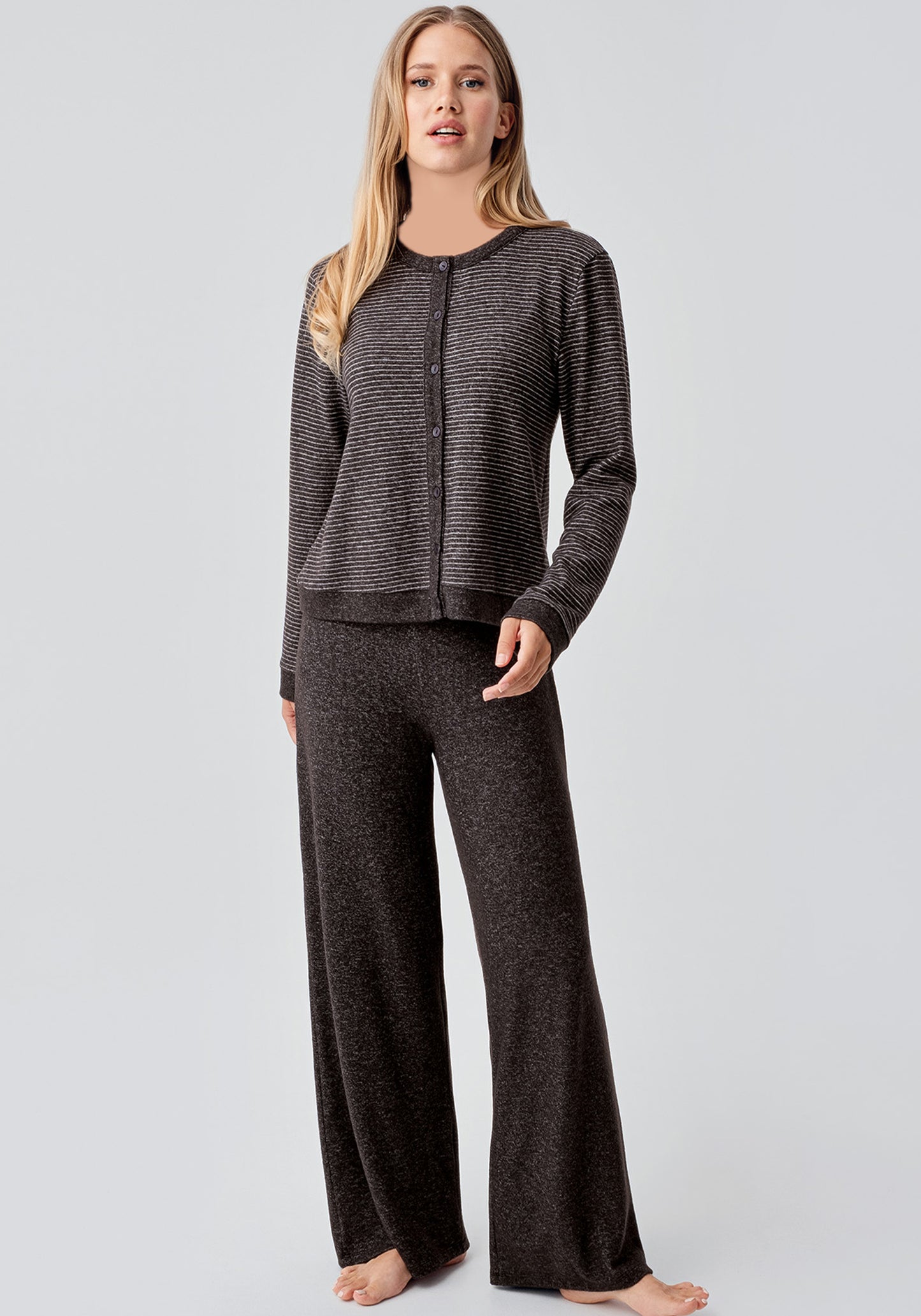 Long Sleeve Button Top Soft Touch Pajama