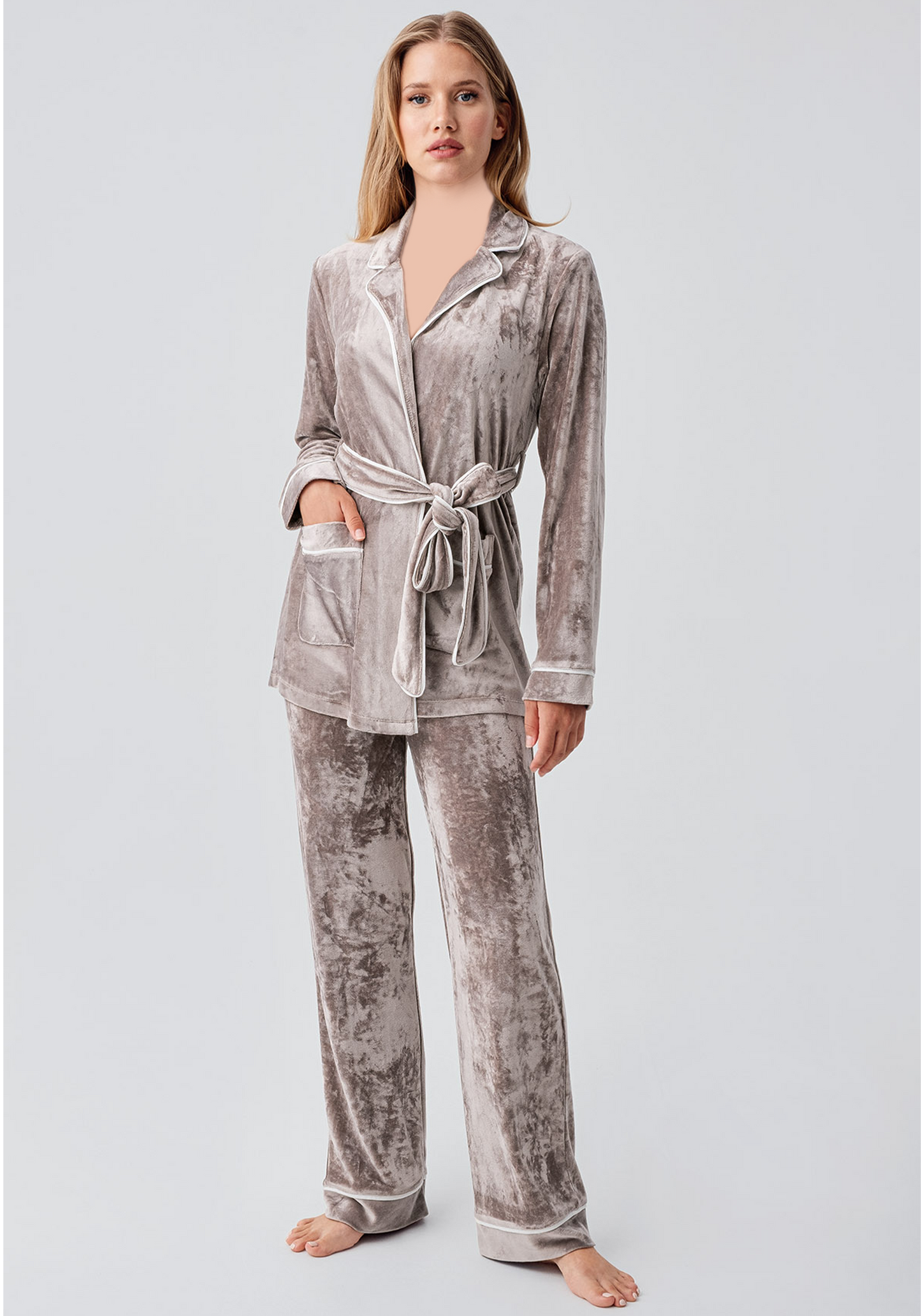 Velour Robe Top Pajamas