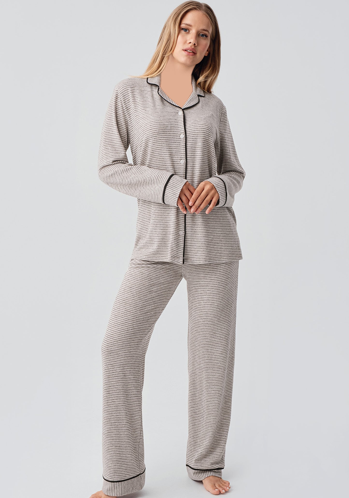 Maternal Soft Touch Collar Button Long Sleeve Pajamas