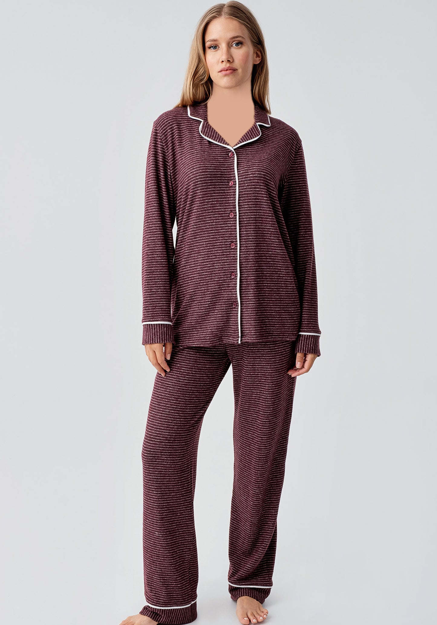 Maternal Soft Touch Collar Button Long Sleeve Pajamas