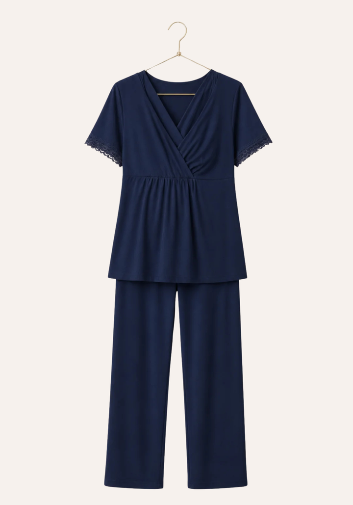 Maternal Pajamas: Plain Short Sleeve Top And Pants (100% Premium Cotton)