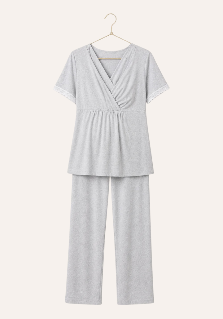 Maternal Pajamas: Plain Short Sleeve Top And Pants (100% Premium Cotton)