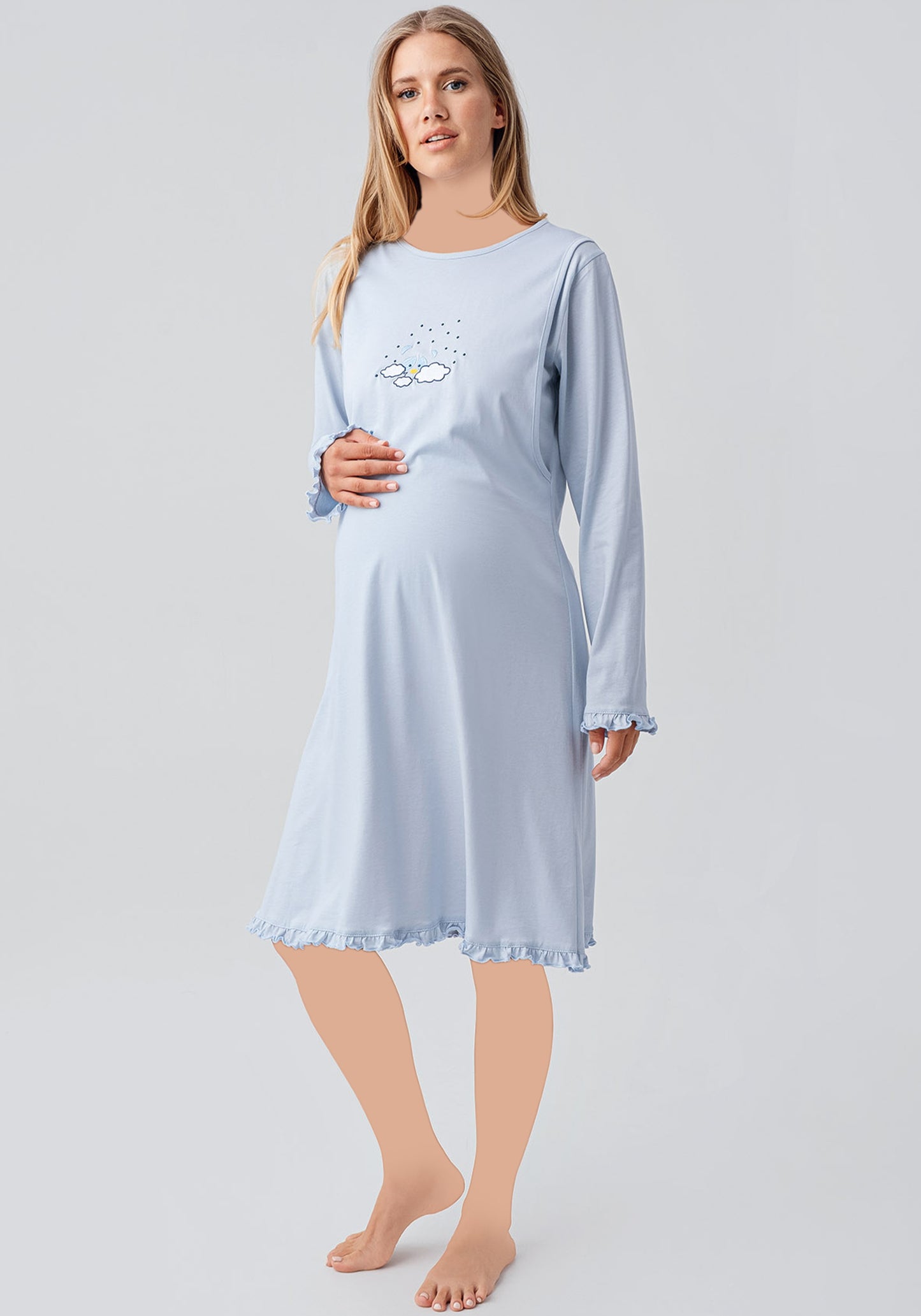 Maternal 2 Pieces Cotton Robe And Nighty Set