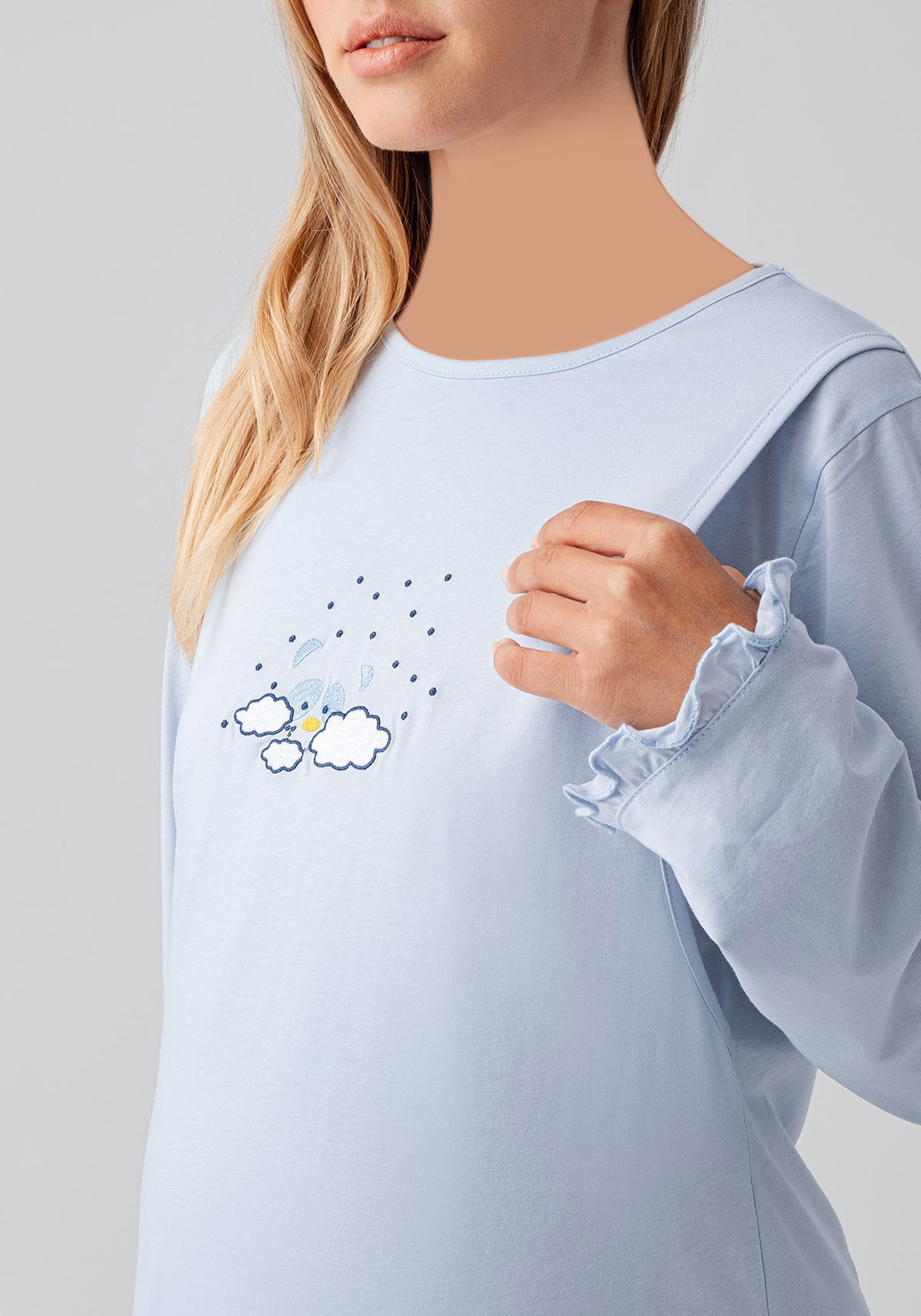 Maternal 2 Pieces Cotton Robe And Nighty Set