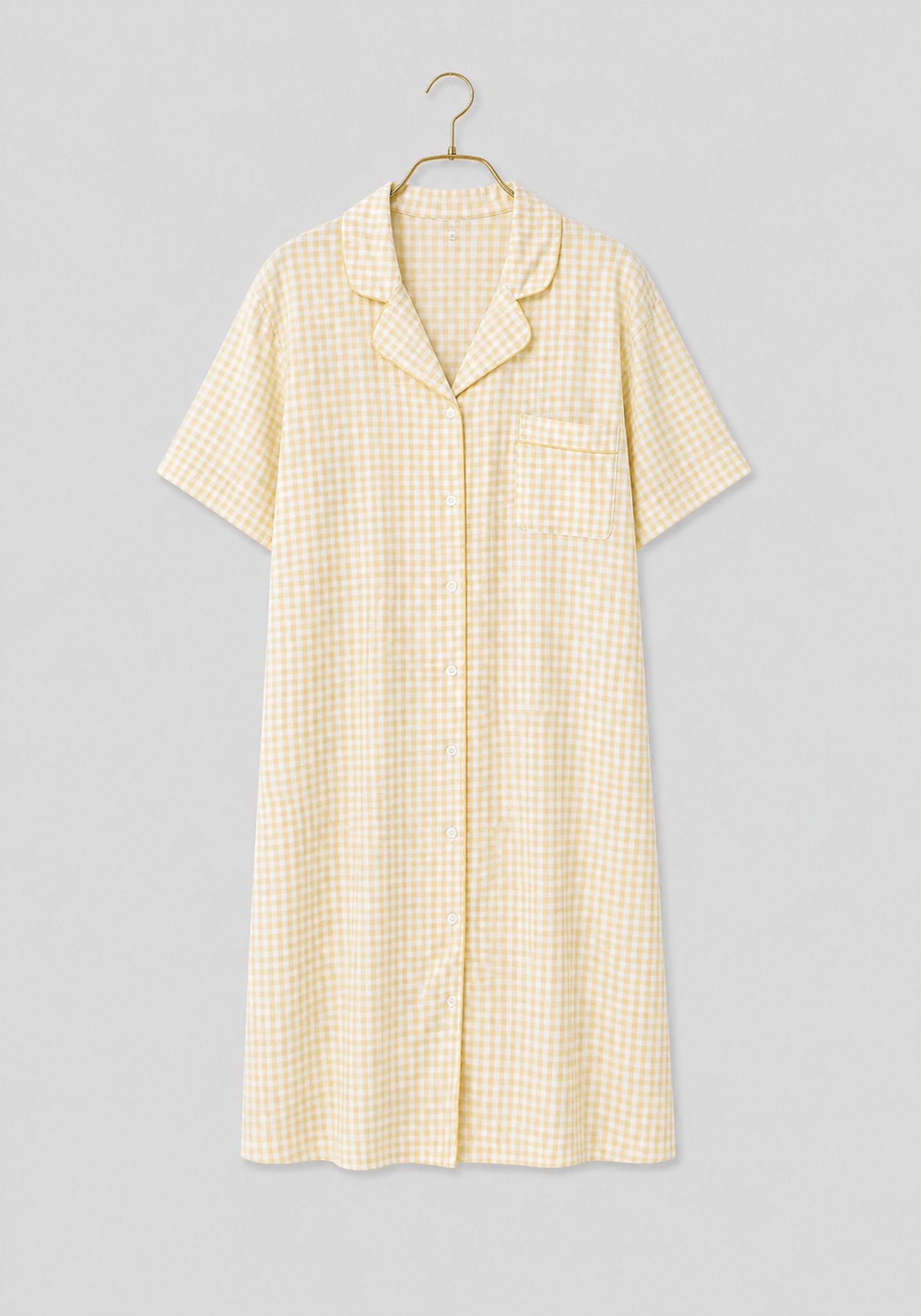 Cotton (100%) Woven Collar Button Short Sleeve Jackard Nighty