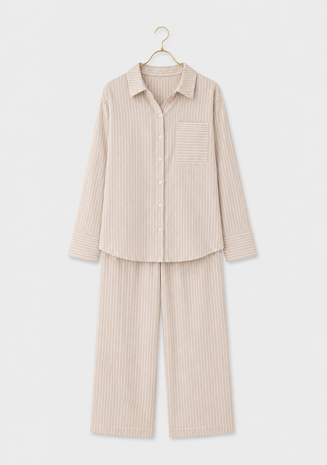 Cotton (100%) Woven Collar Button Short Sleeve Striped Pajamas