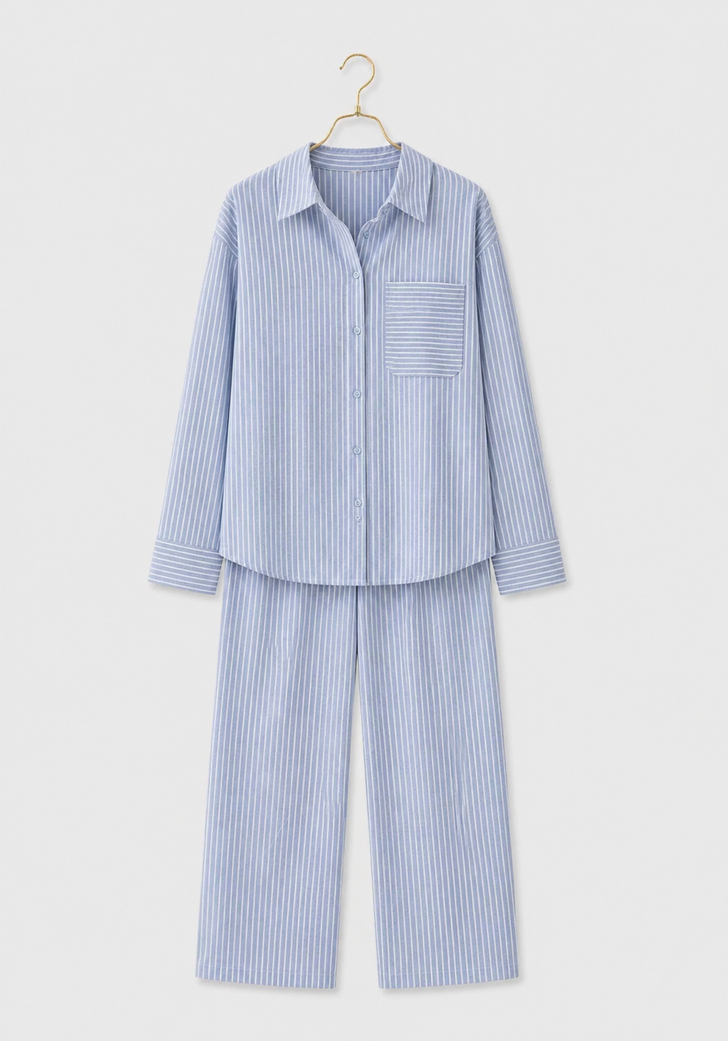Cotton (100%) Woven Collar Button Short Sleeve Striped Pajamas