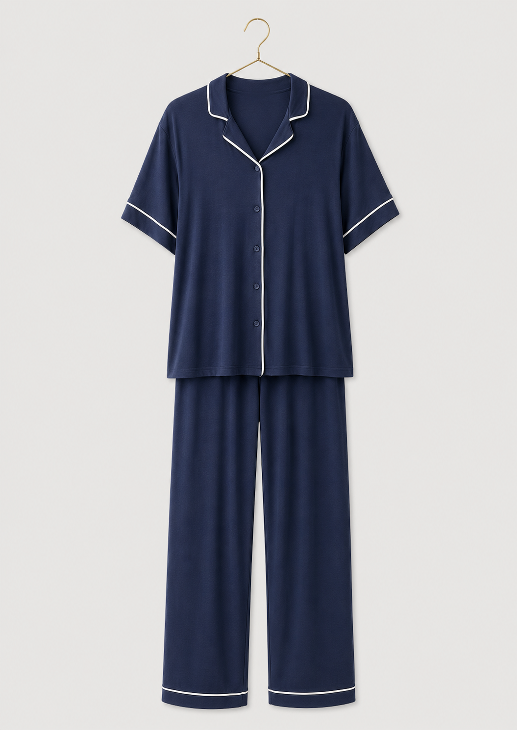 Oversize Short Sleeve Collar Button Pajamas