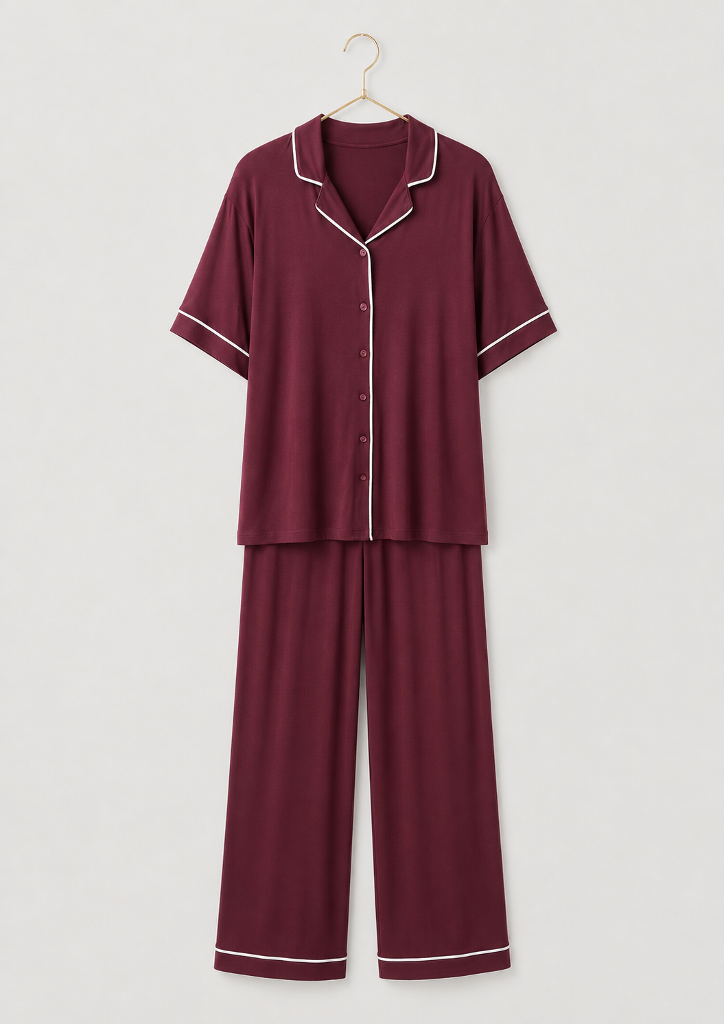 Oversize Short Sleeve Collar Button Pajamas