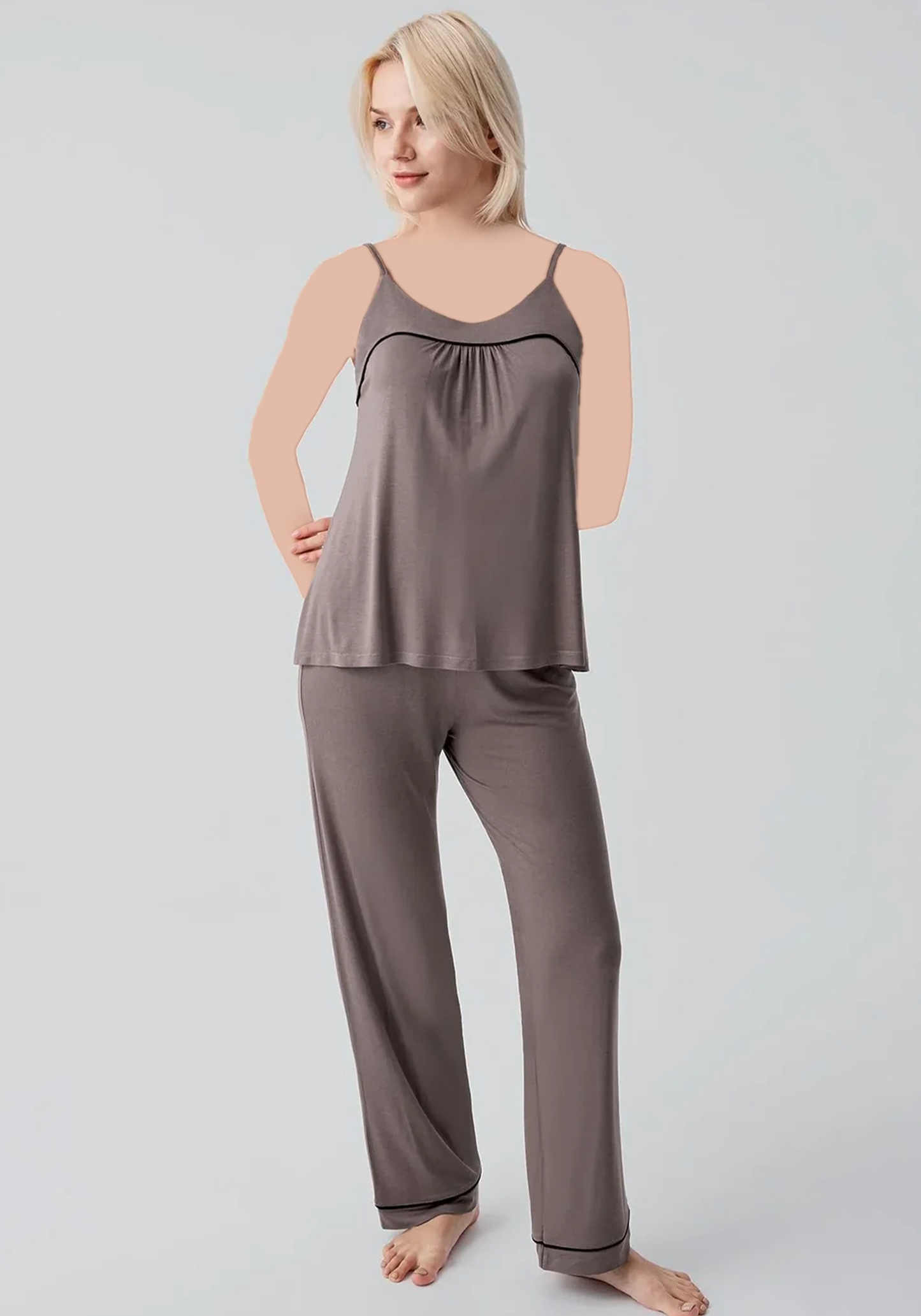 Plain Comfortable Viscose Lycra Shoulder Strap Soft Pajamas