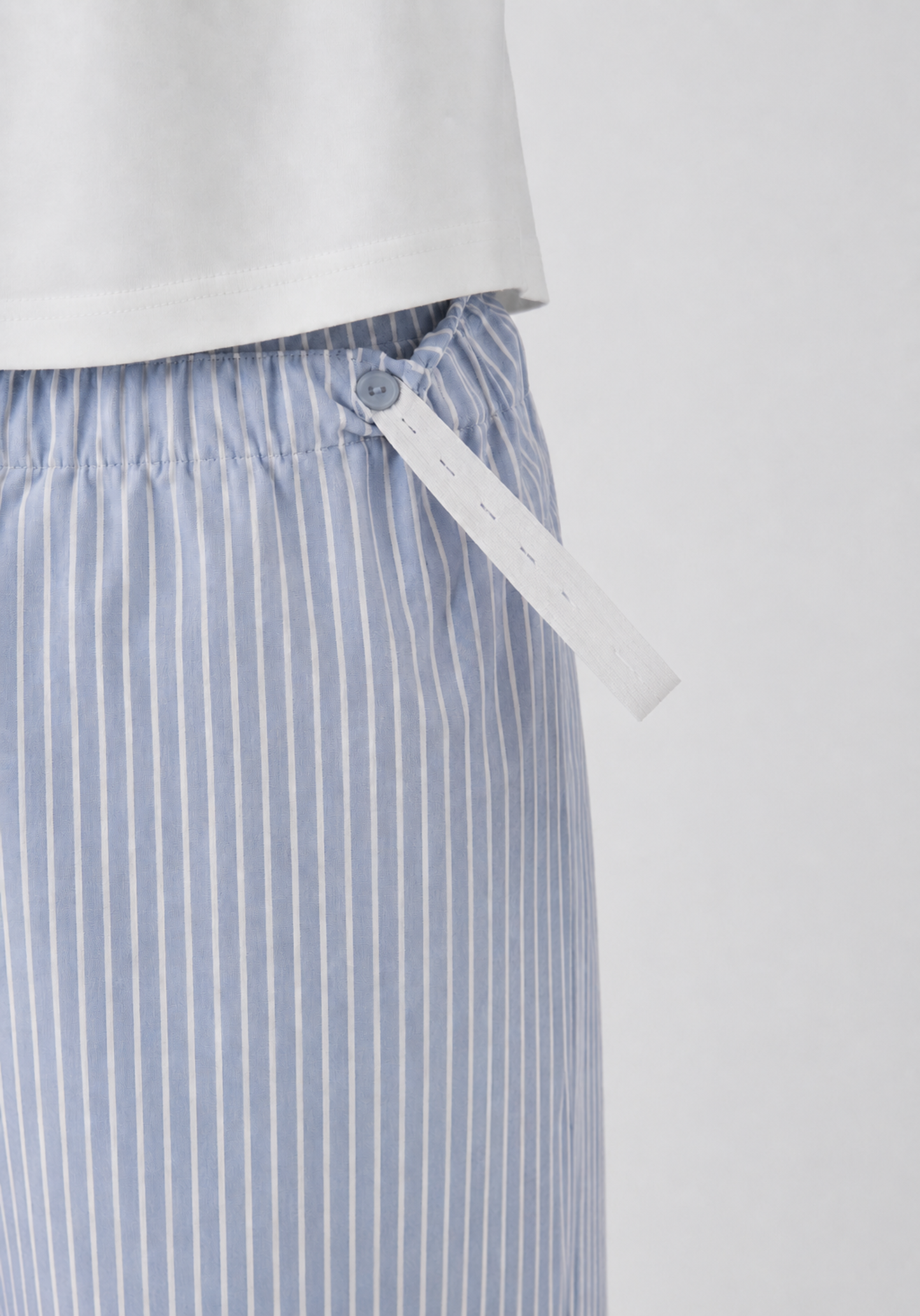 3 Pieces Set: Cotton (100%) Woven Collar Button Short Sleeve Striped Pajamas And Robe