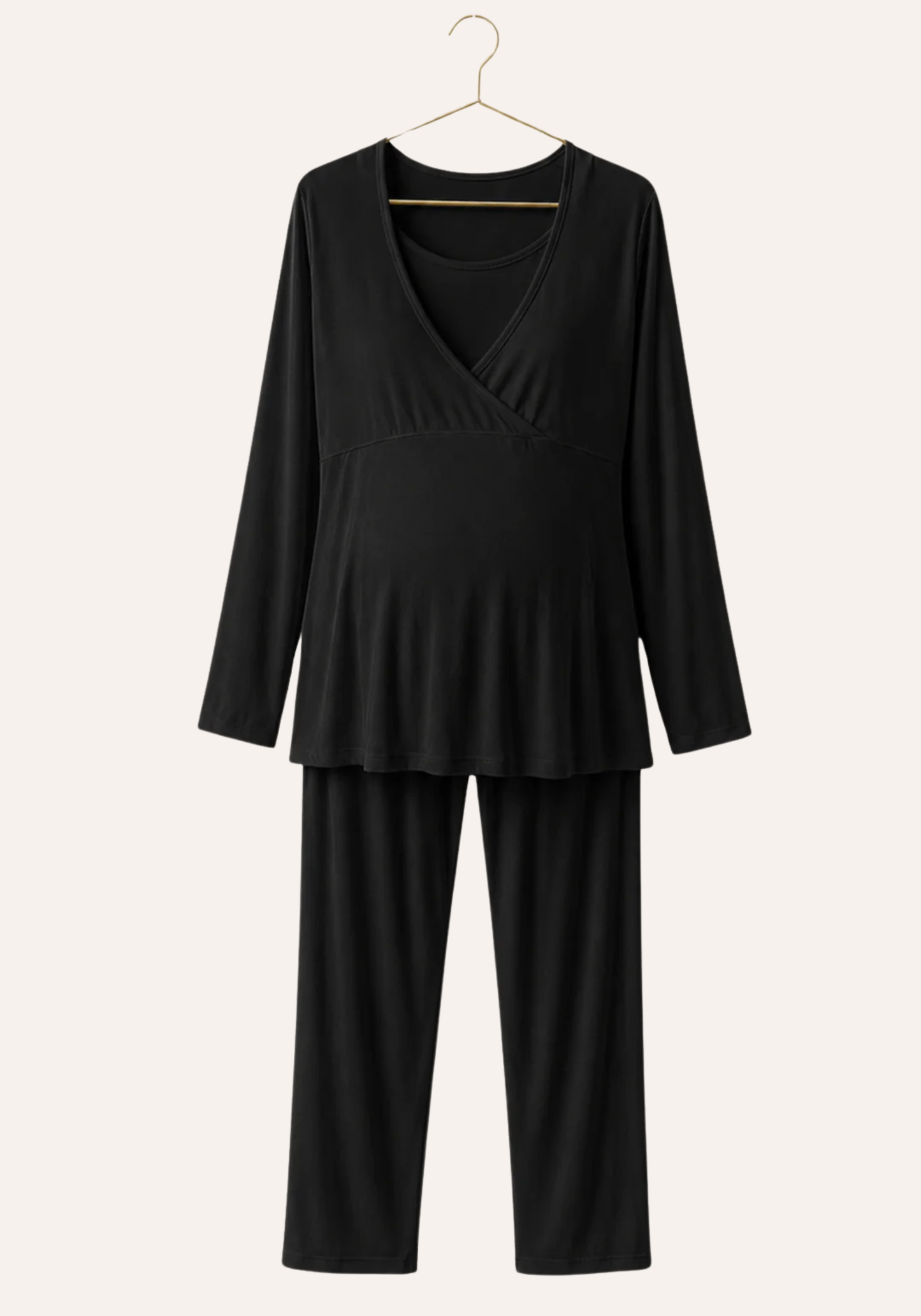 Long Sleeve Long Robe With Satin And Chiffon Details