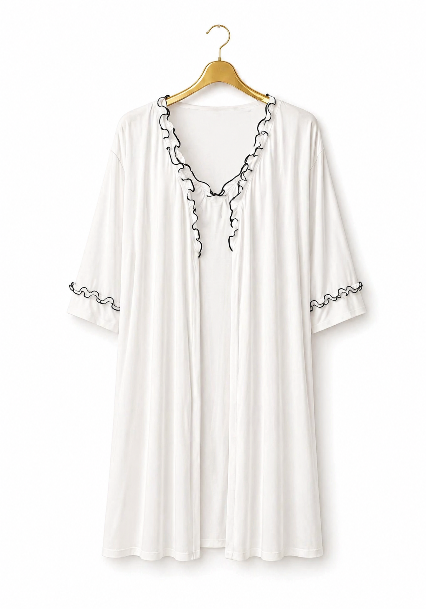 Plain Comfortable Viscose Lycra Shoulder Strap Soft Short Nighty And Robe Set
