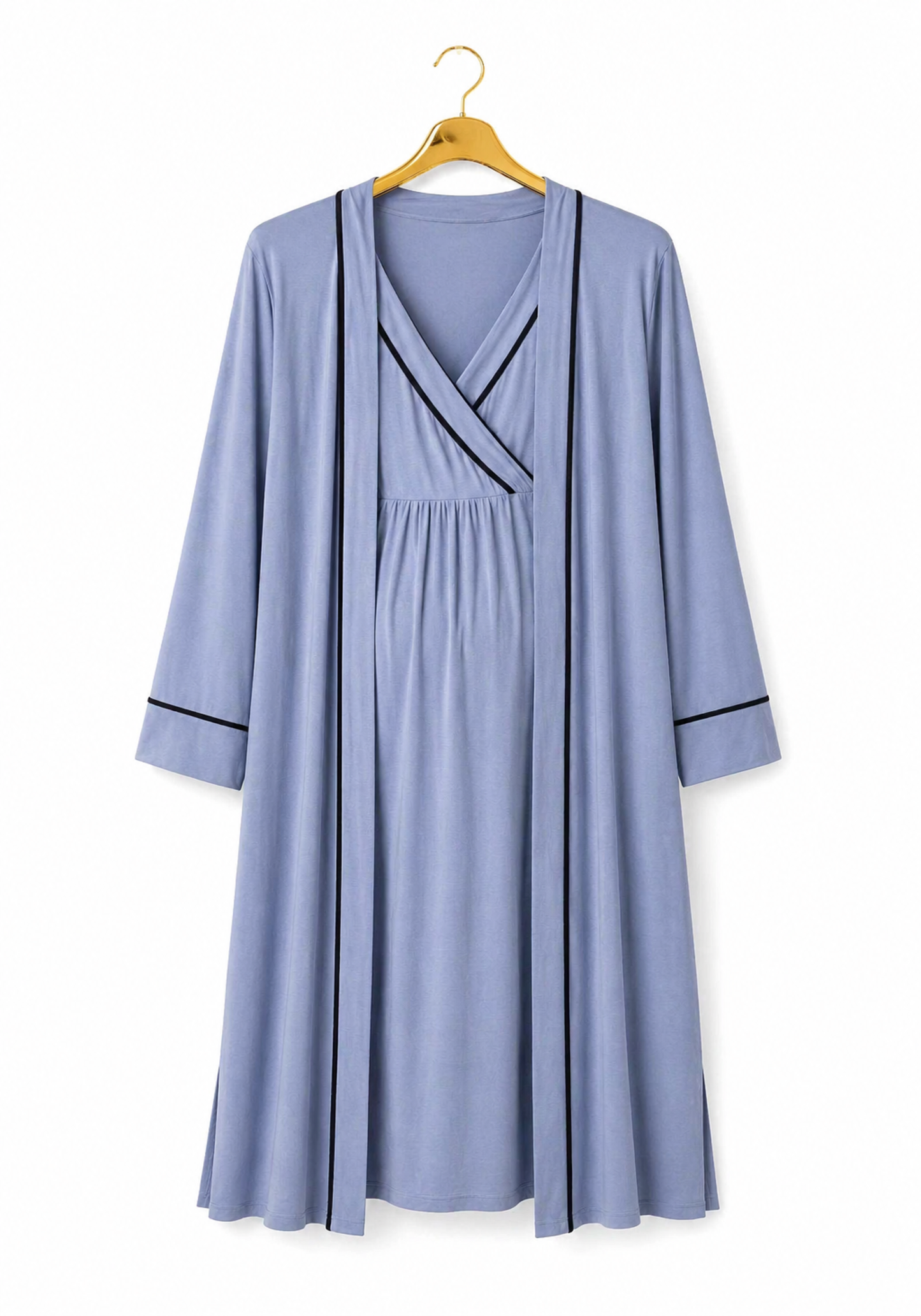 Plain Comfortable Viscose Lycra Short Sleeve Soft Short Nighty And Robe Set