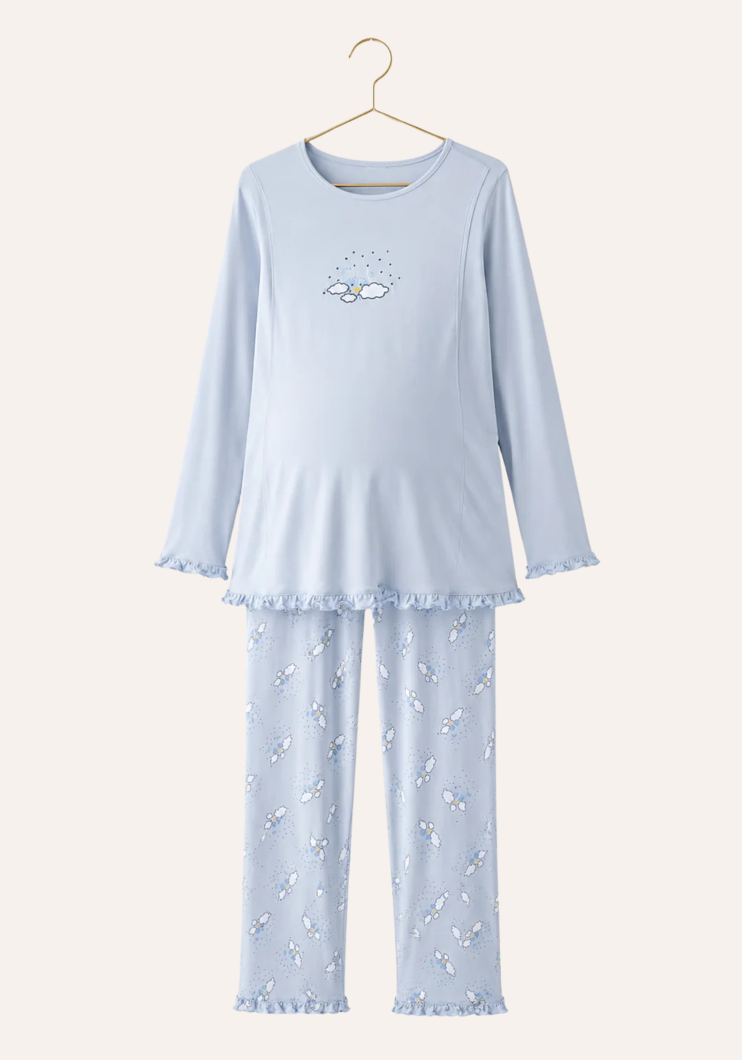 Maternal 3 Pieces Cotton Robe And Pajama Set