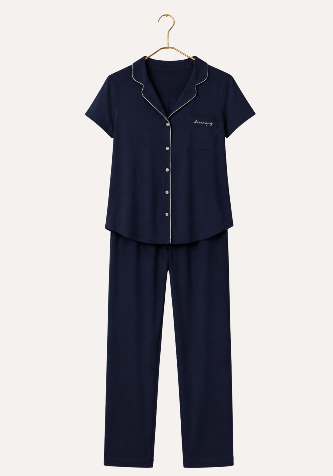 Viscose Lycra Collar Button Short Sleeve Top And Pant Set