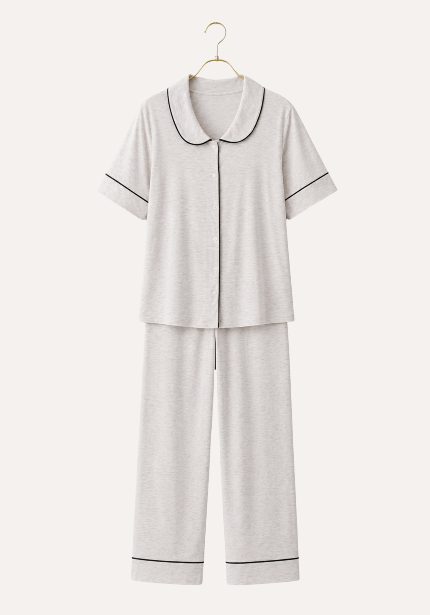 Collar Button Short Sleeve Pajamas