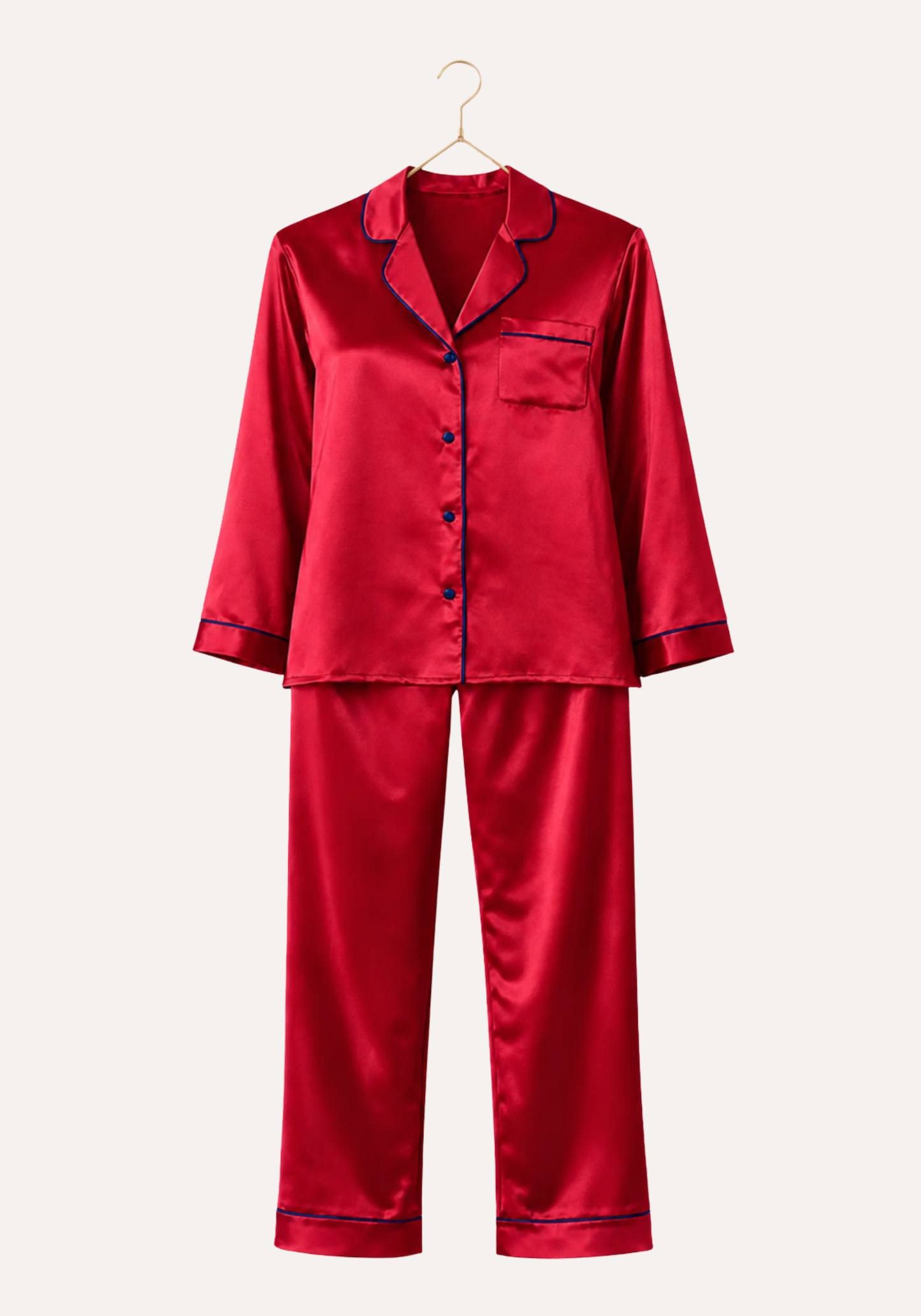 Collar Button Long Sleeve Pajama