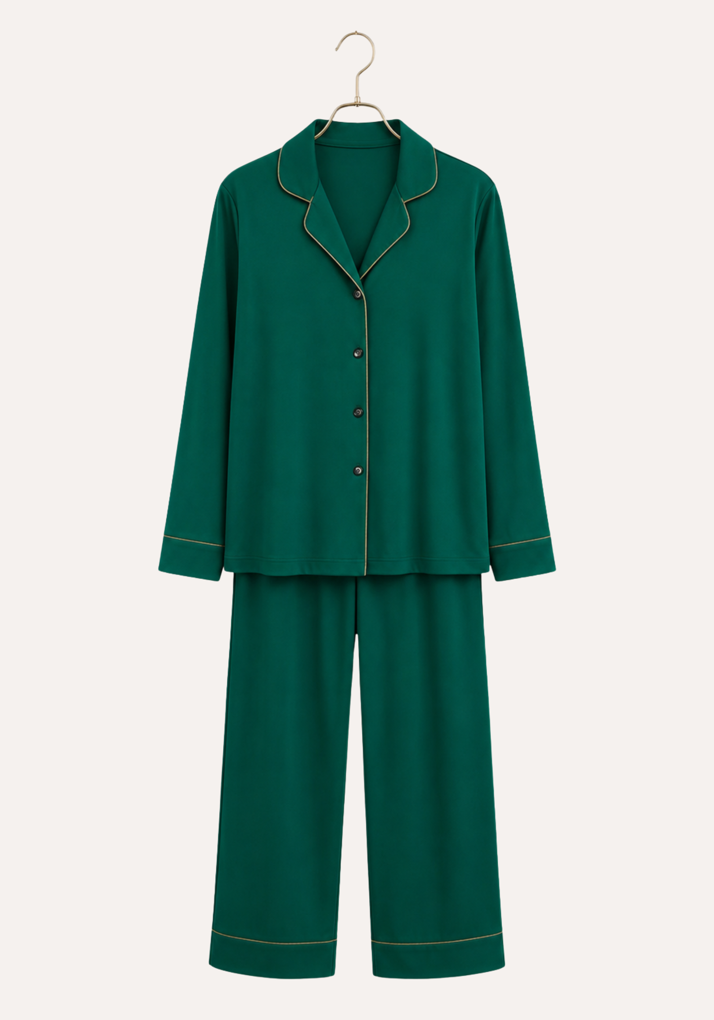 Modal Pajama: Collar Button Long Sleeve Top And Pants