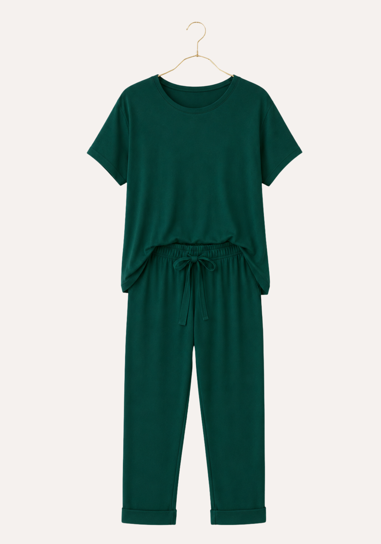 Modal Pajama: Short Sleeves Top And Pants With Lace Details