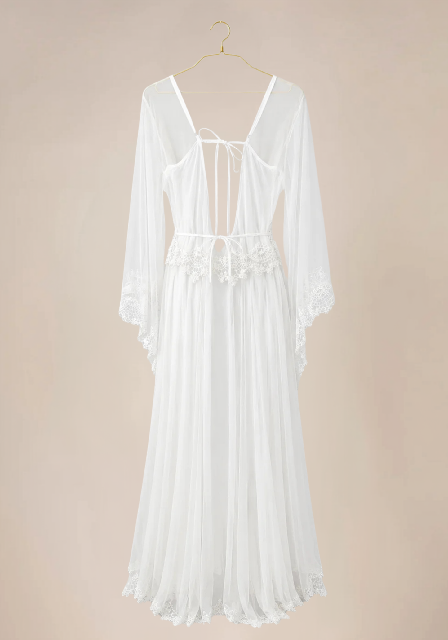 Bridal Long Night Gown And Robe Set With Lace