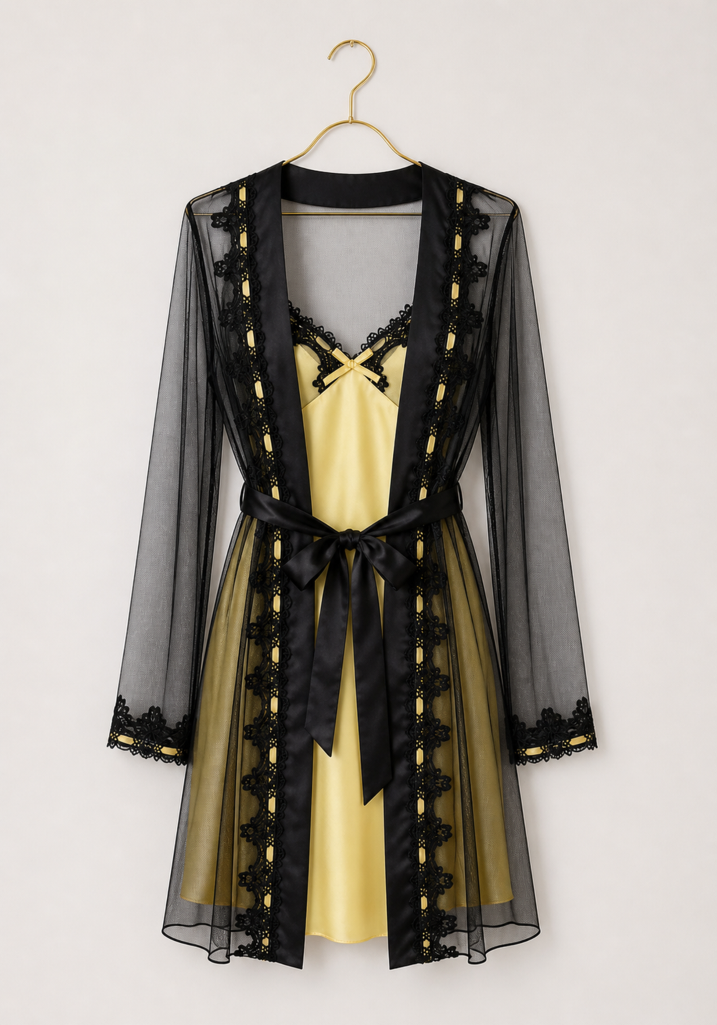 Schiffon Satin Robe Set: Satin Nighty And Schiffon Robe