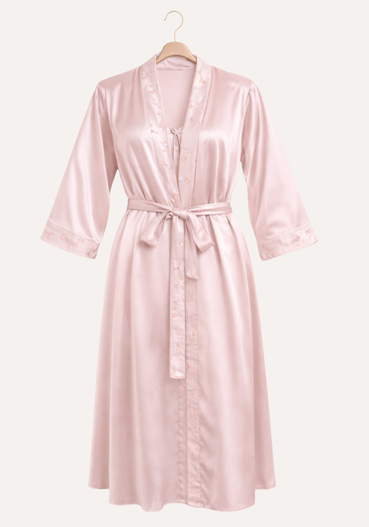 Satin Shoulder Strap Nighty With Lace And Robe