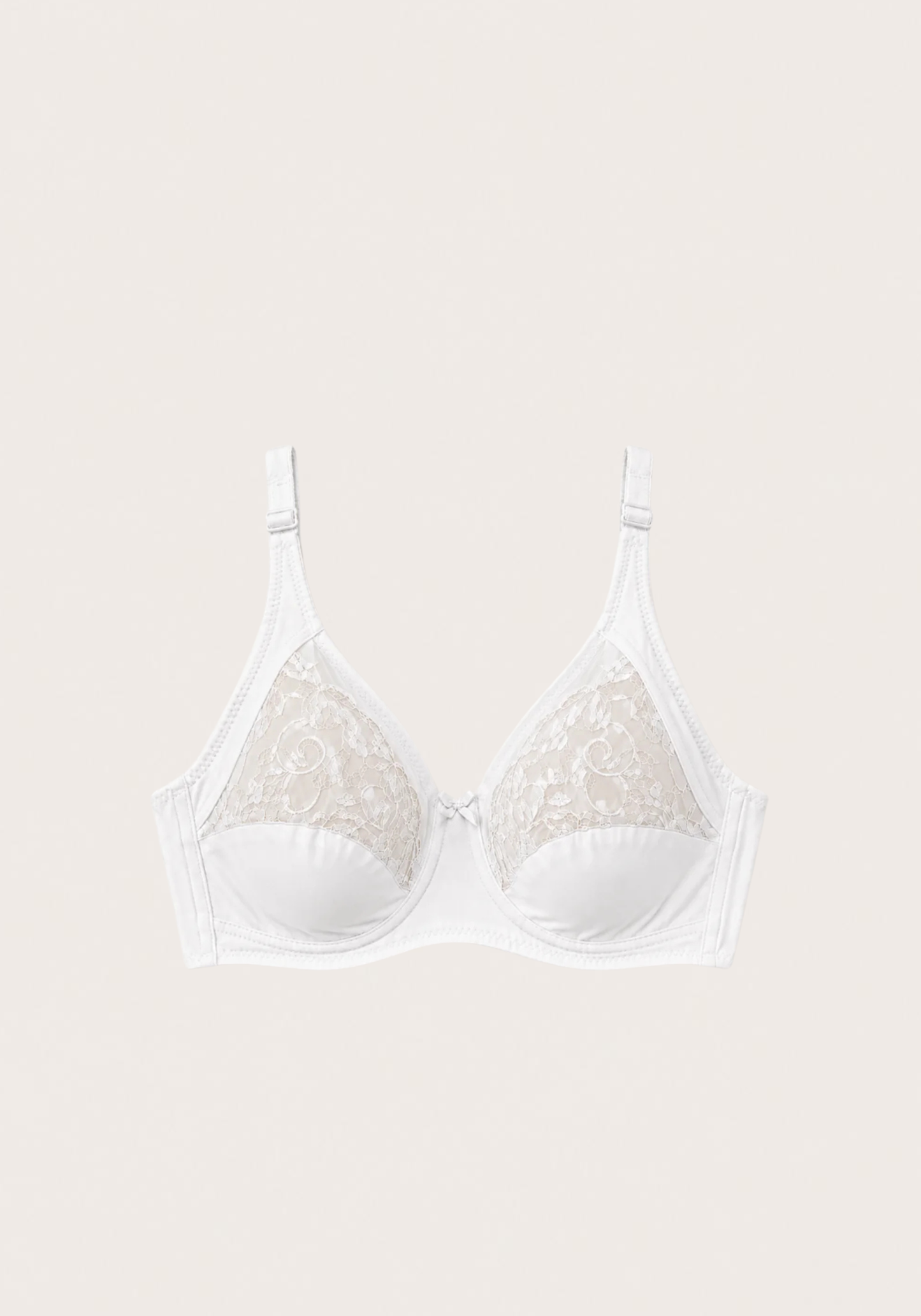 Basic Bra: Daily Wide Strap Unpadded Half Laced Cup Bra