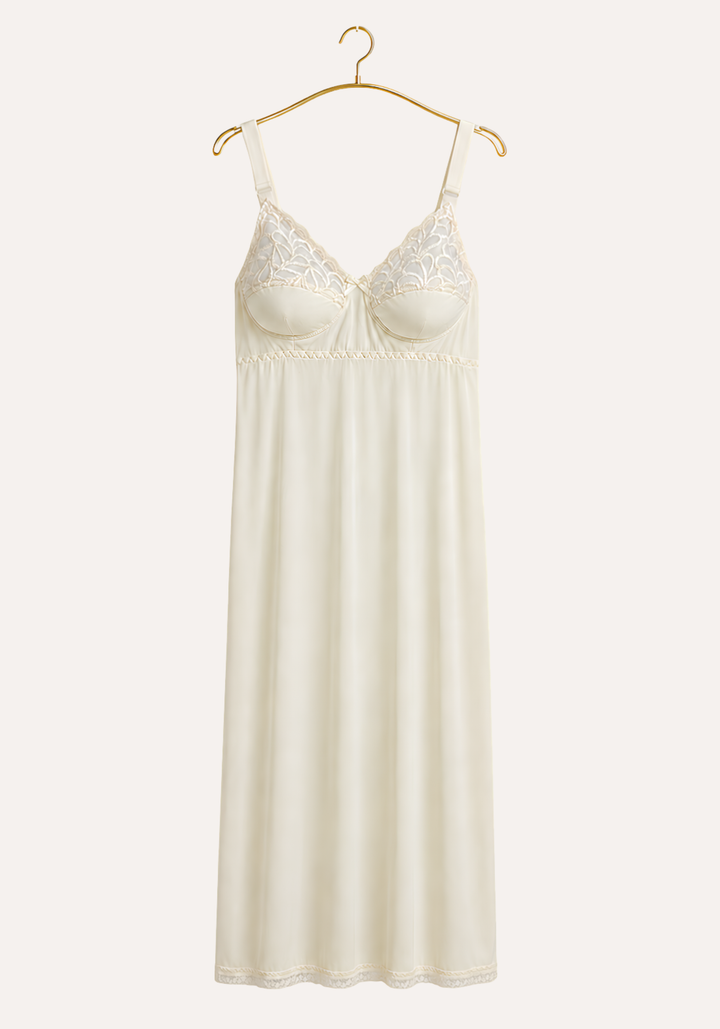 Short Slip: Wide Shoulder Strap Full Lace Unpadded Cup Short Under Slip