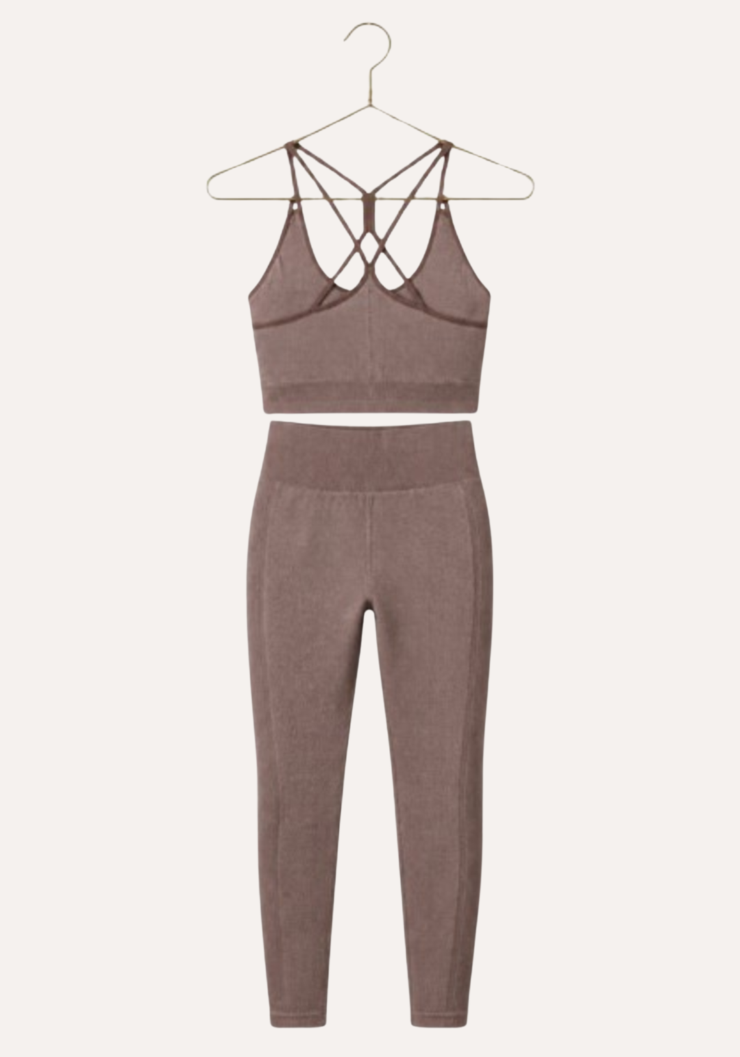 Sports Shaper Set: Shoulder Strap Sports Bra Top And Hi Waist Leggings Shaper