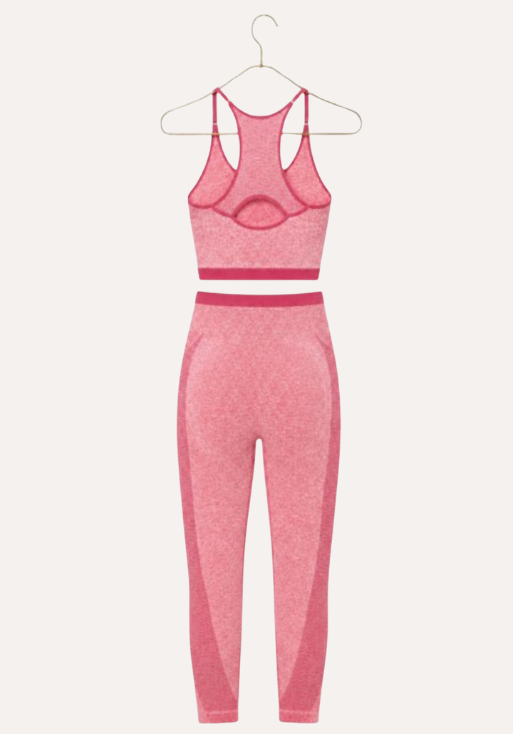 Sports Shaper Set: Shoulder Strap Sports Bra Top And Hi Waist Leggings Shaper