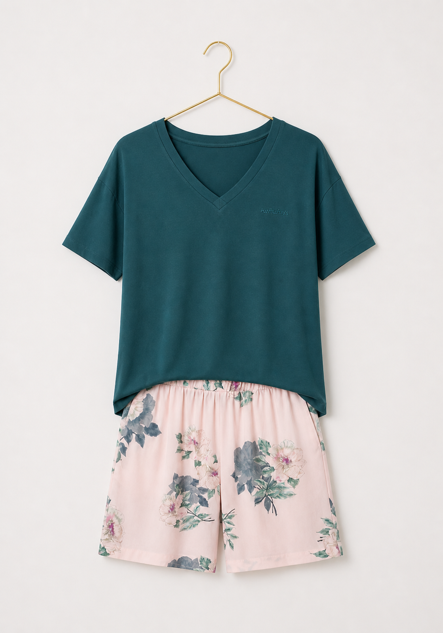 Short Set: Short Sleeves Top (Viscose Lycra) And Shorts (100% Viscose)