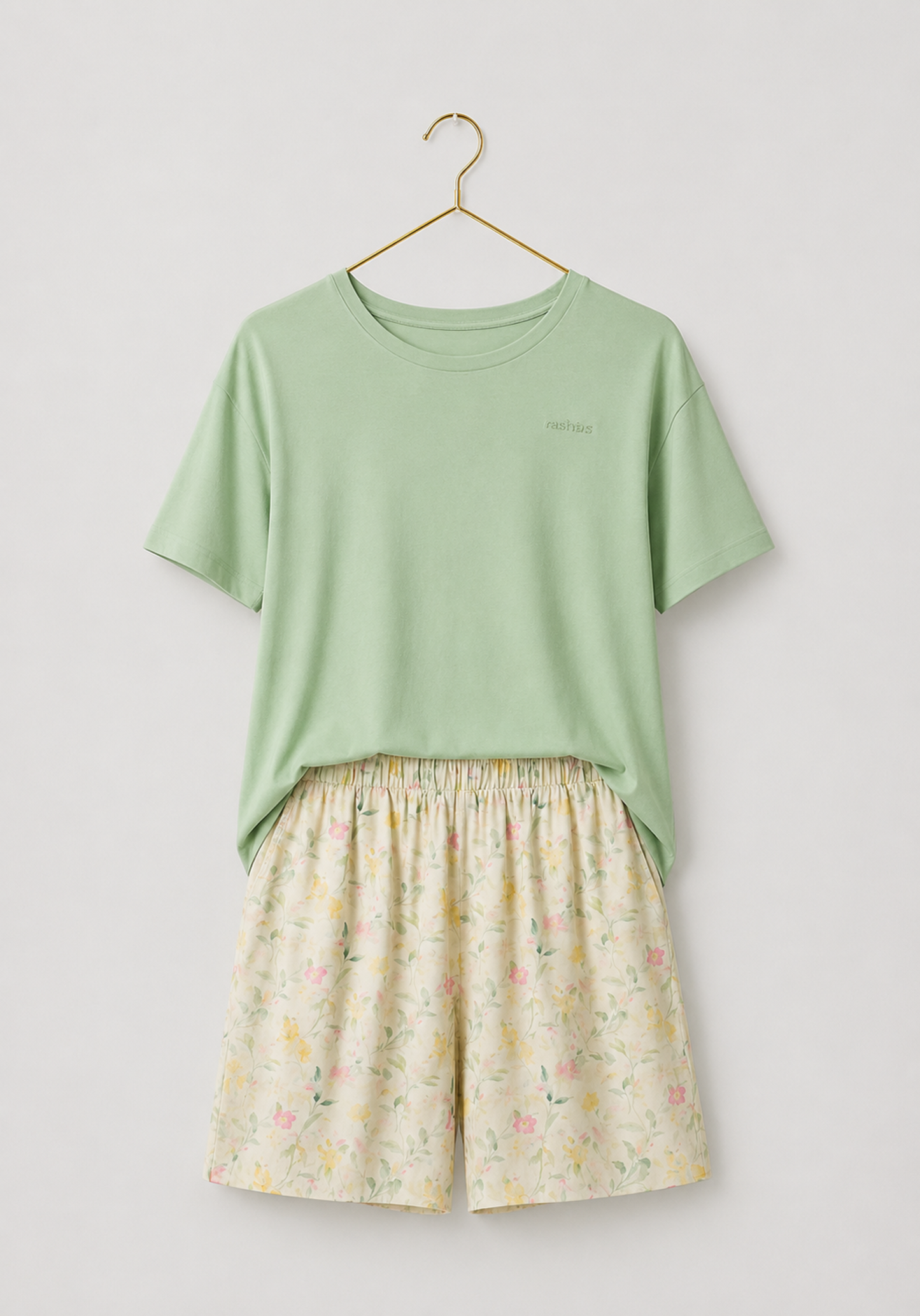Short Set: Short Sleeve Top (Viscose Lycra) And Shorts (100% Viscose)