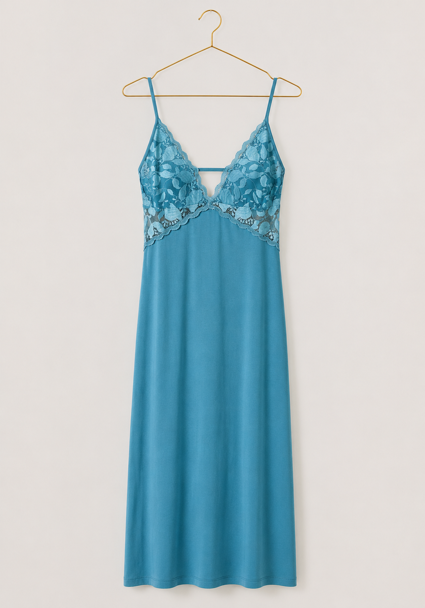 Long Robe Set: Shoulder Strap Long Nighty With Dantel (Viscose Lycra) And Long Robe (100% Viscose)