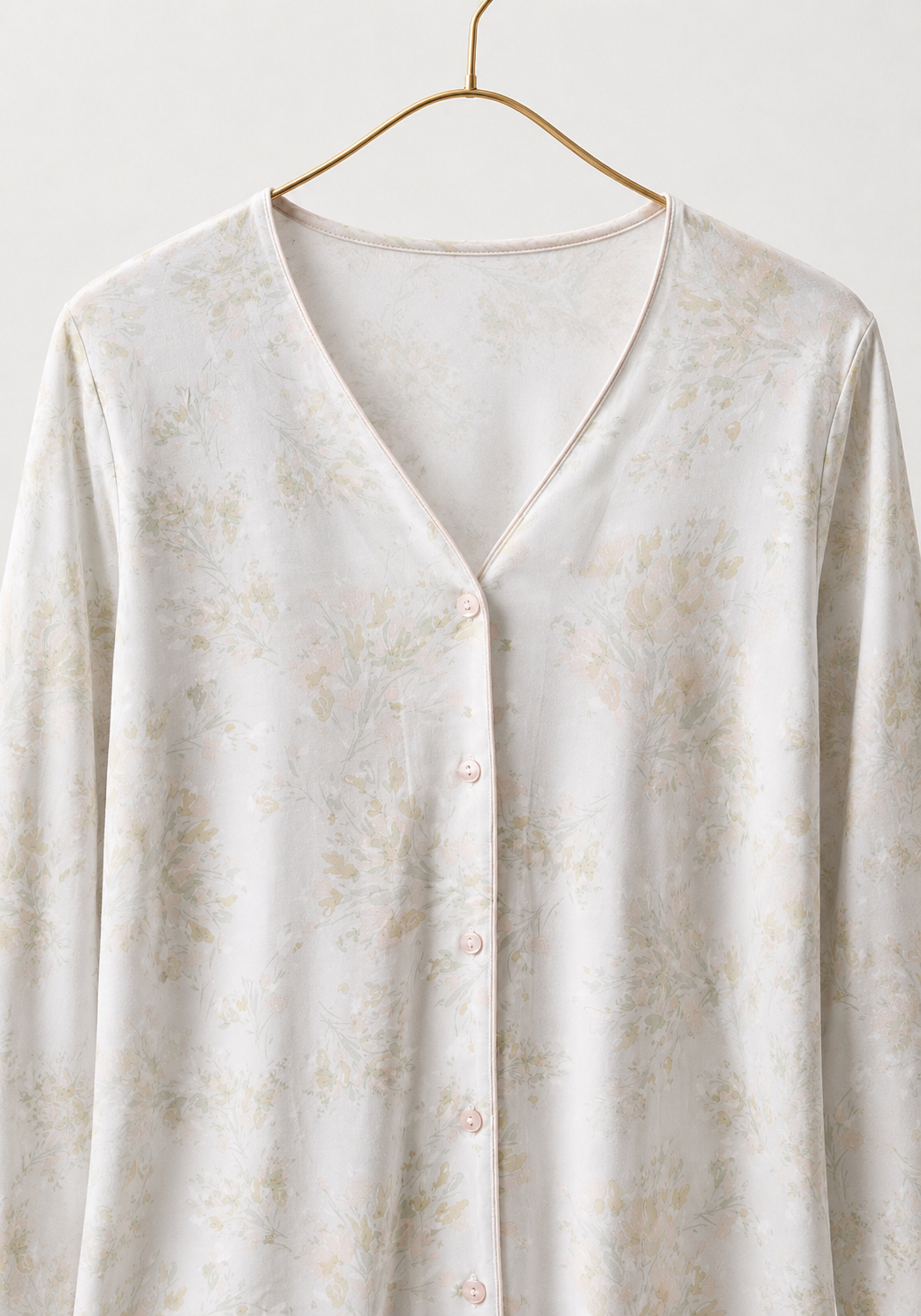 Pajamas: V-Collar Button Long Sleeve Top And Pants (100% Viscose)