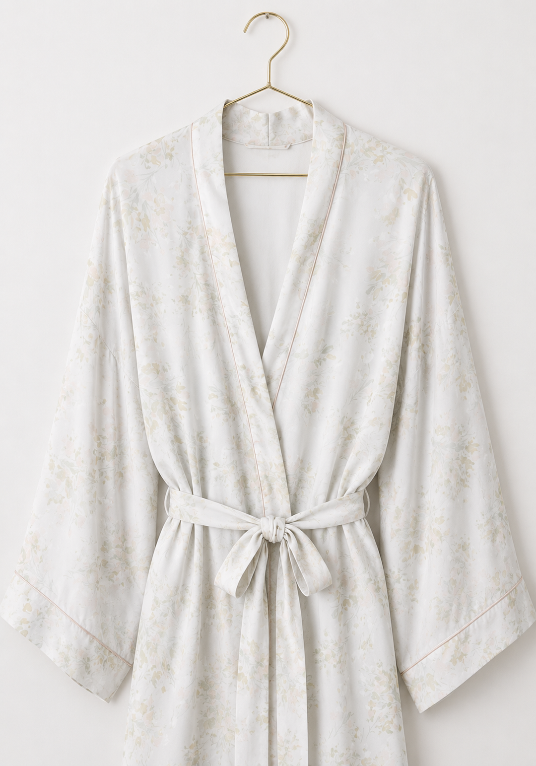Plain Shoulder Strap Short Nighty And Floral Print Short Robe