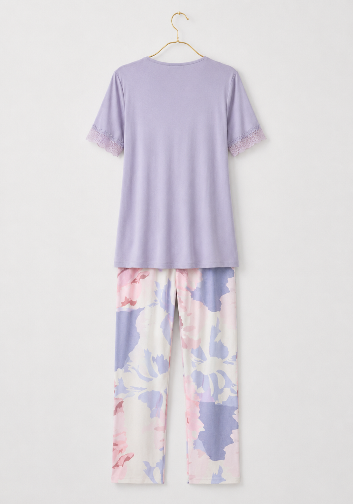 Maternal Pajamas: Plain Short Sleeve Top And Printed Pants (Viscose Lycra)
