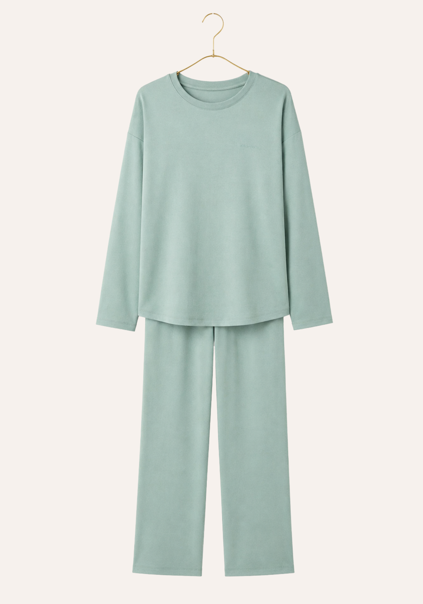 Plain Long Sleeve Top And Pant Pajamas