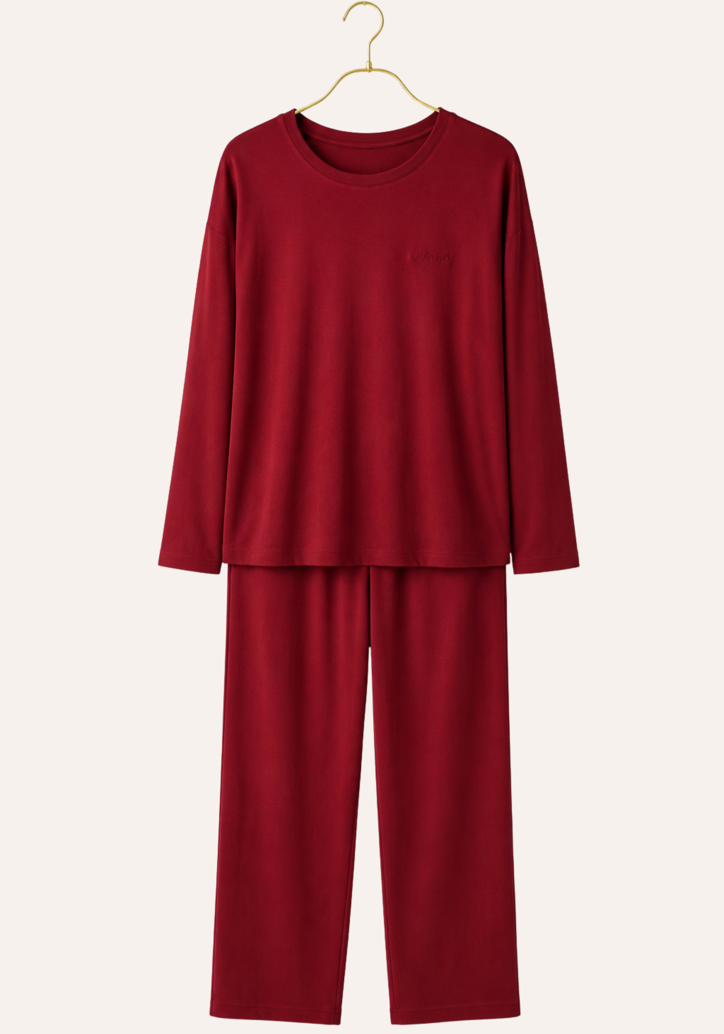Plain Long Sleeve Top And Pant Pajamas