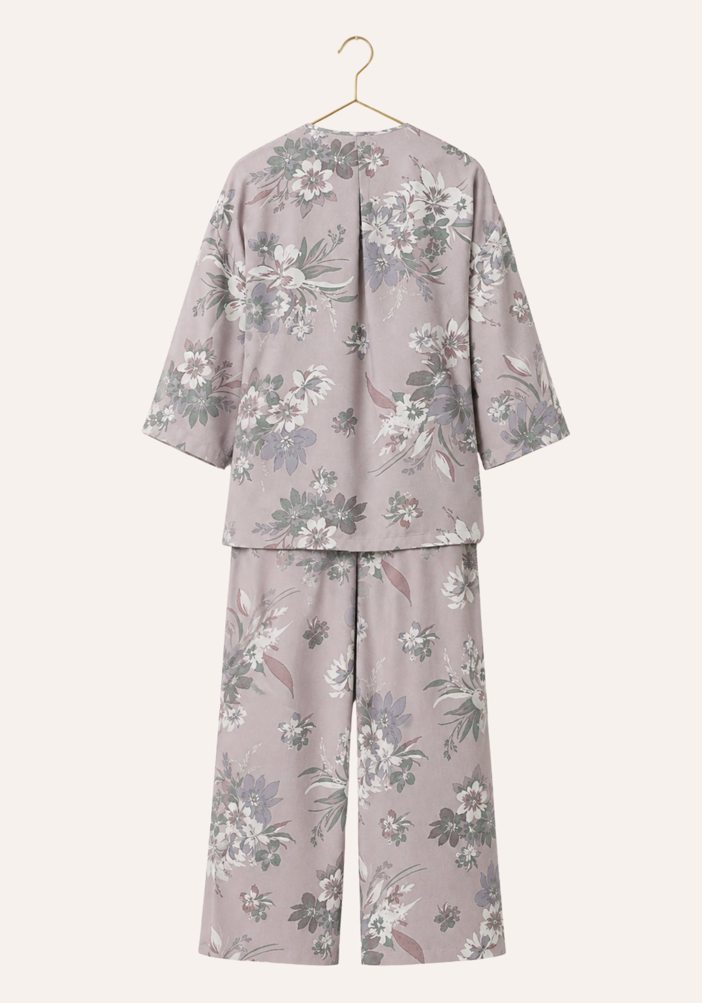Floral Print Buttoned Front Long Sleeve Pajamas