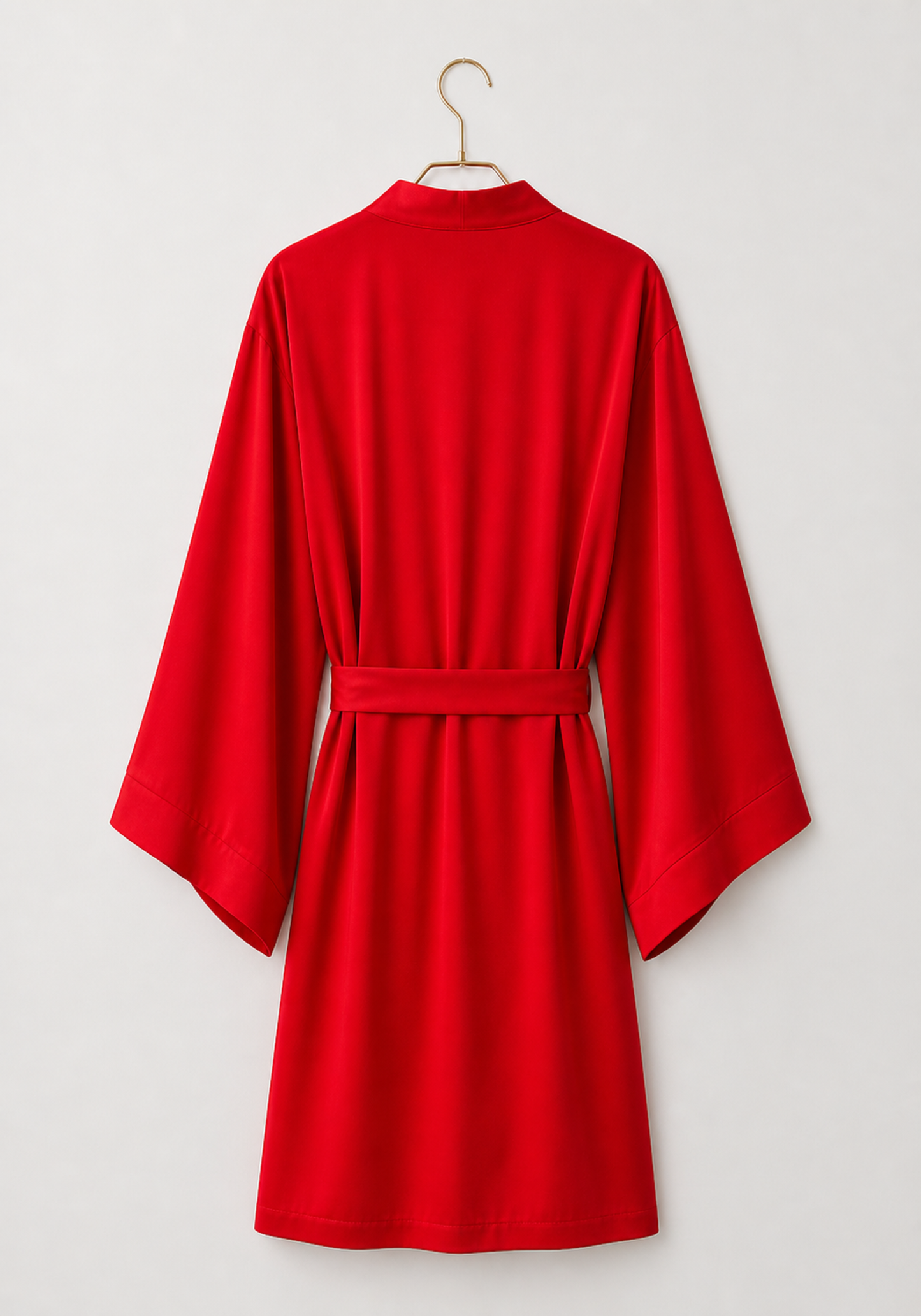 Satin Robe Set: Plain Long Sleeve Short Robe & Short Nighty (100% Viscose)