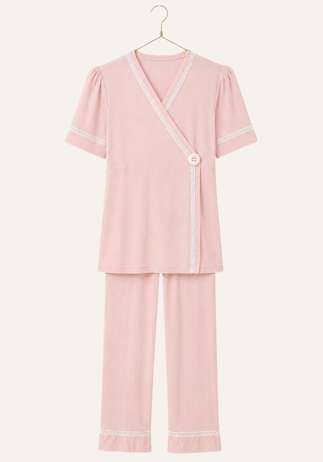 Maternal 3 Pieces Set: Pajamas With Long Robe