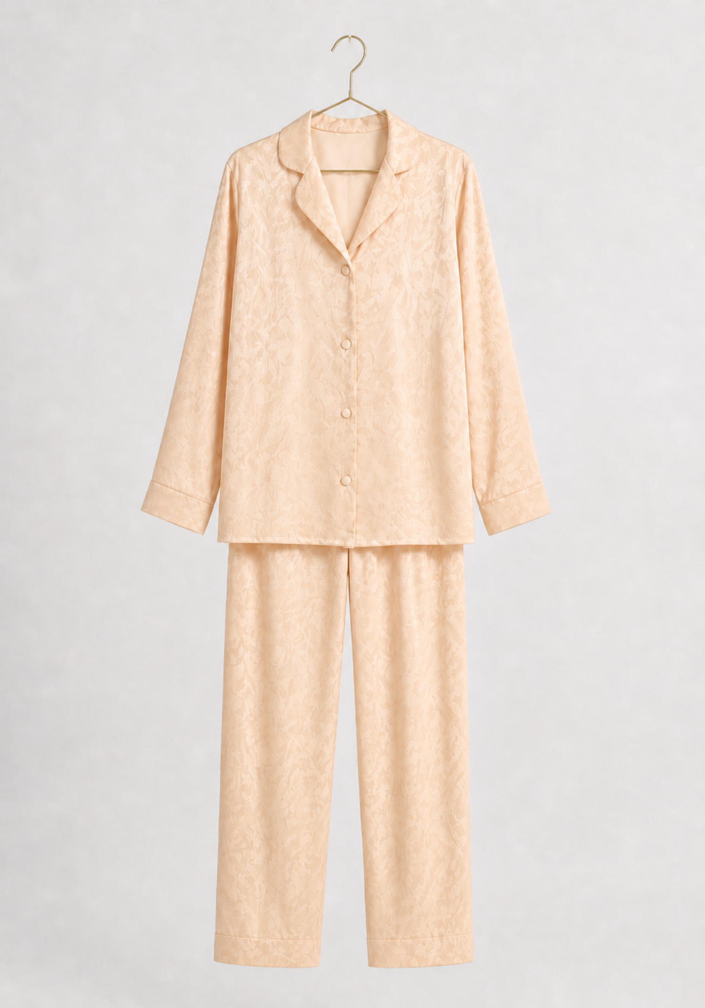 Satin Jackard Collar Button Long Sleeve Pajamas