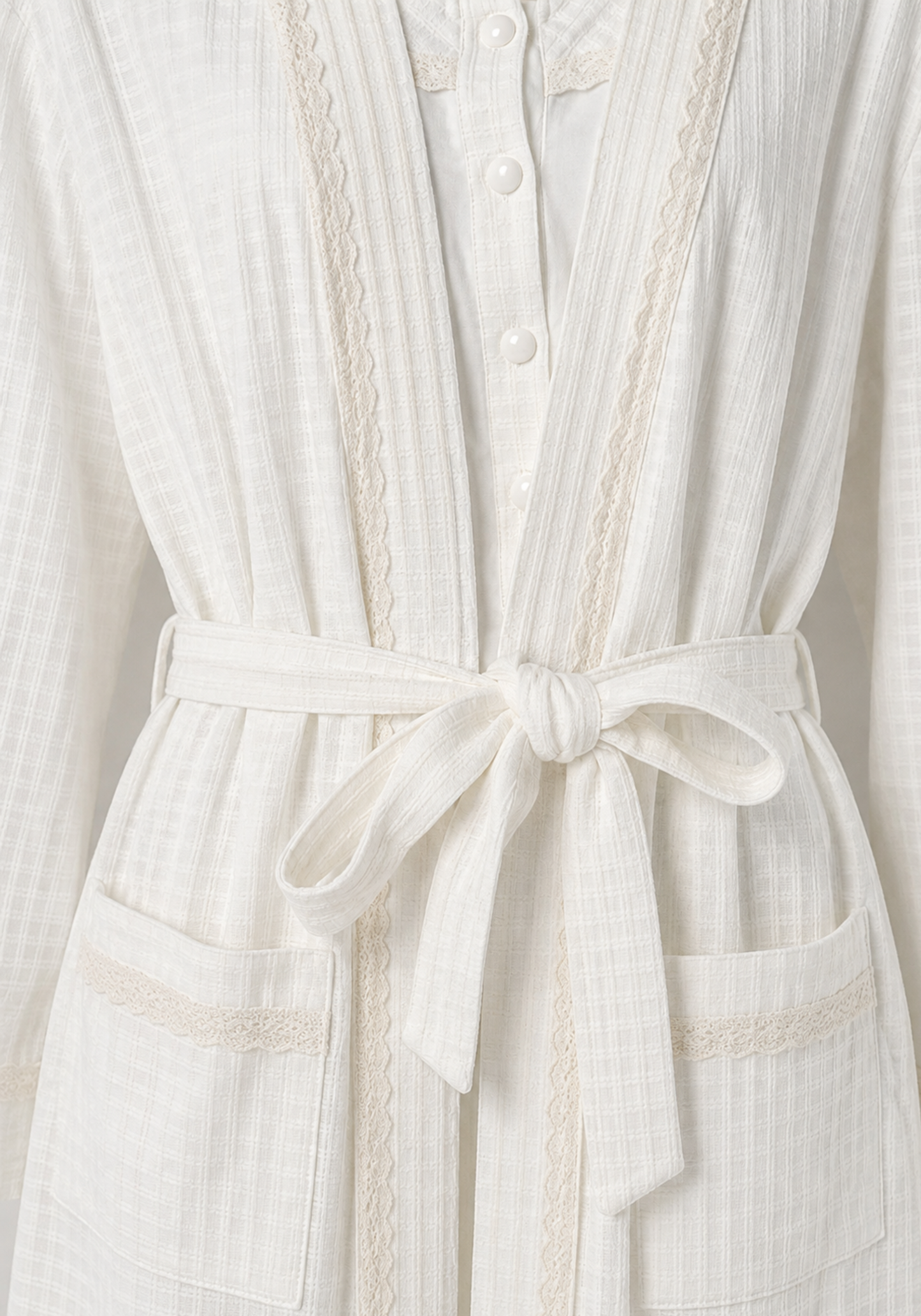 Maternal 3 Pieces Set: Bralet And Pants And Long Sleeves Short Robe