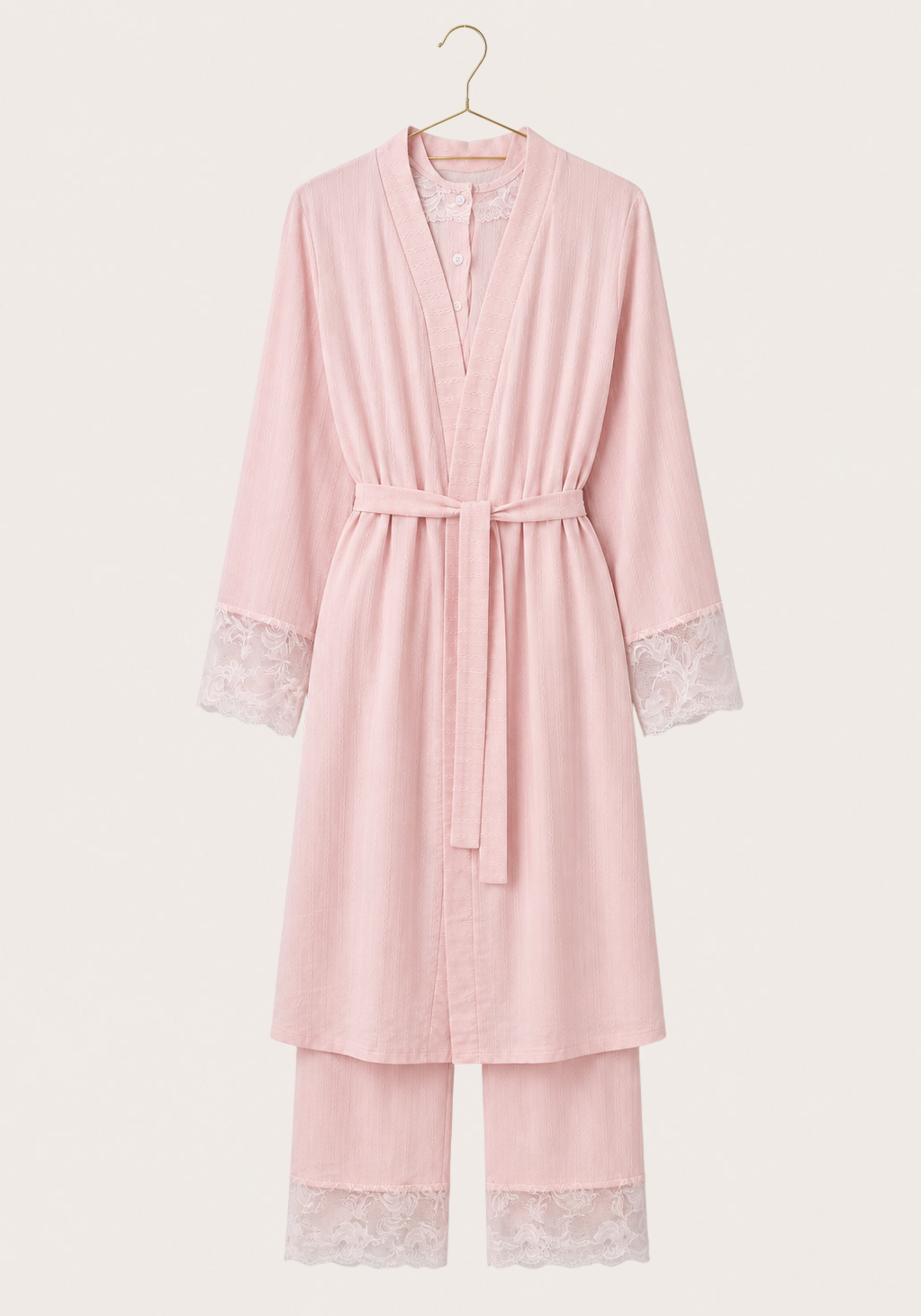 Maternal 3 Pieces Set: Pajamas With Long Robe