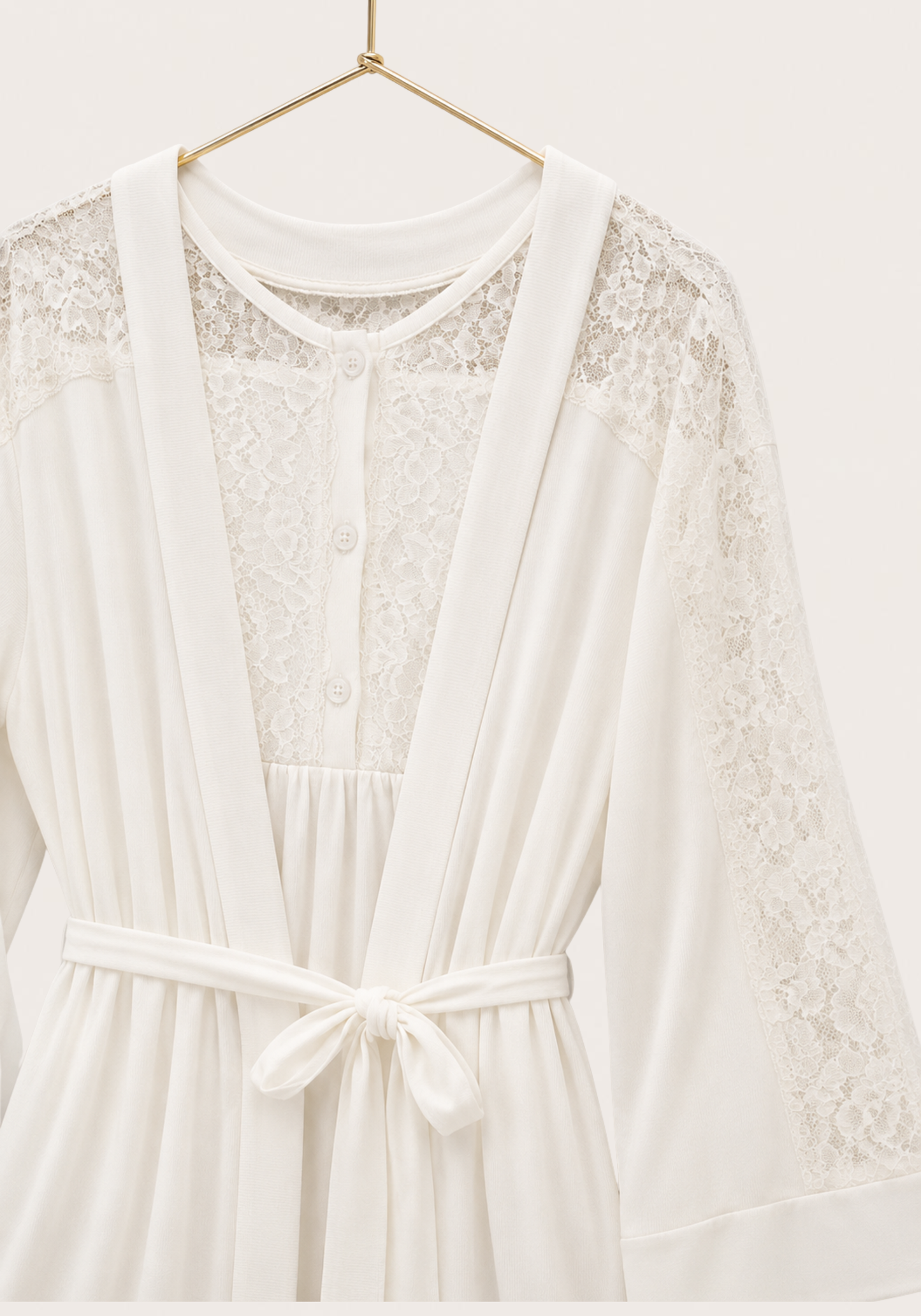 Maternal 3 Pieces Set: Pajamas With Short Robe