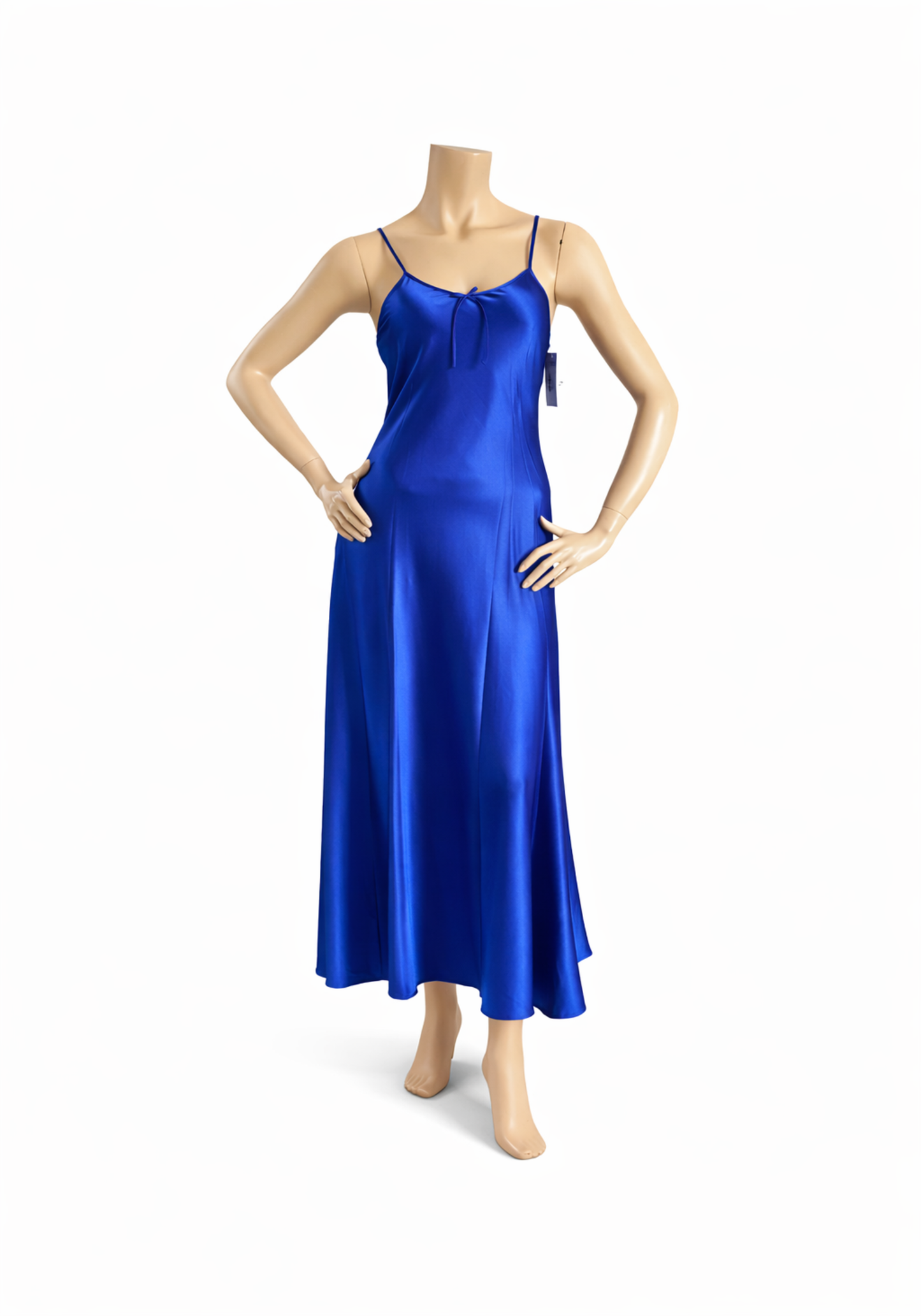 Satin Long Night Gown With Back Straps