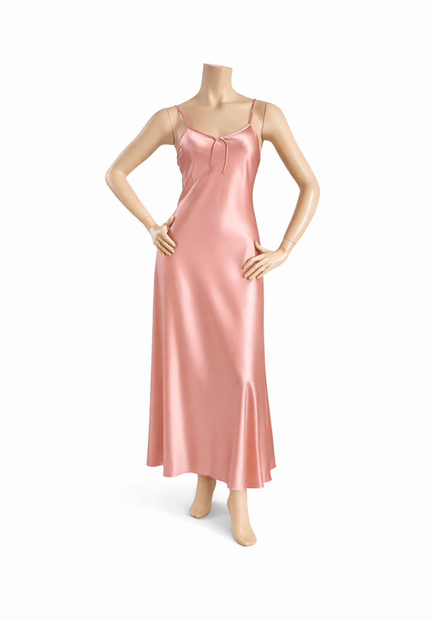 Satin Long Night Gown With Back Straps