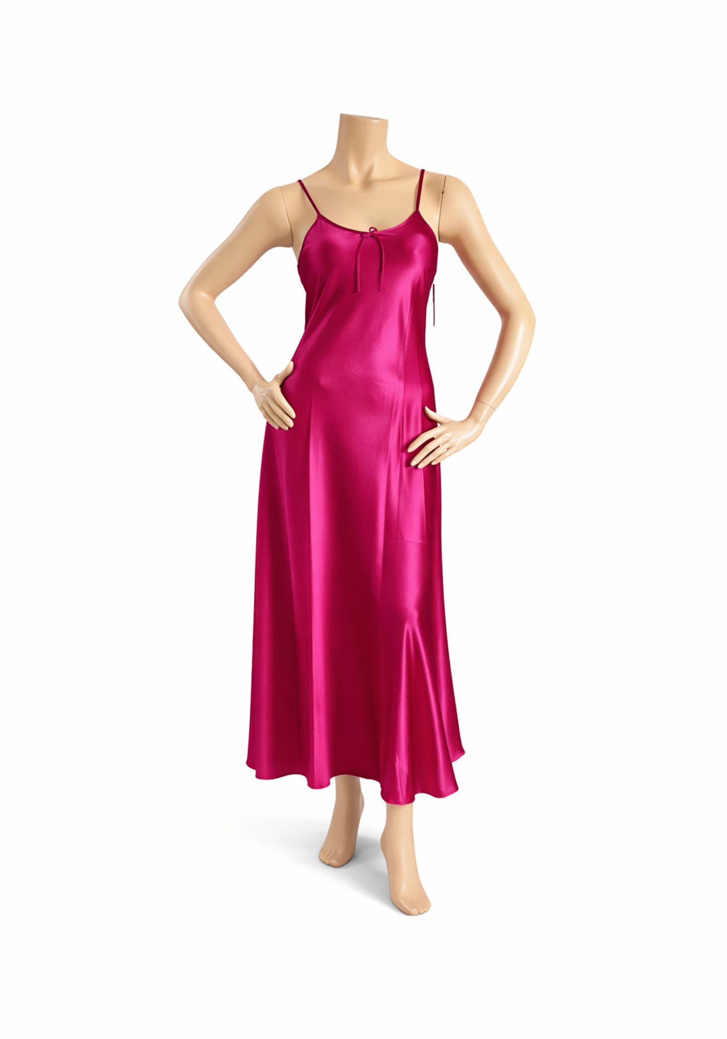 Satin Long Night Gown With Back Straps